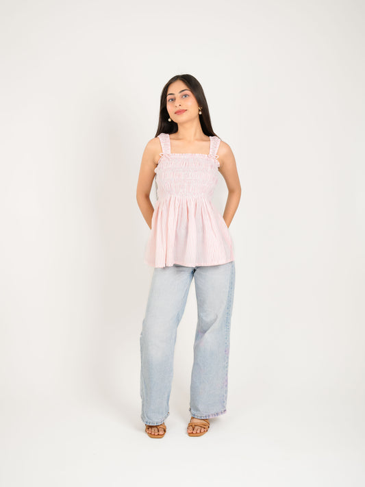 MONOMEE ZOE PINK STRIPE TOP