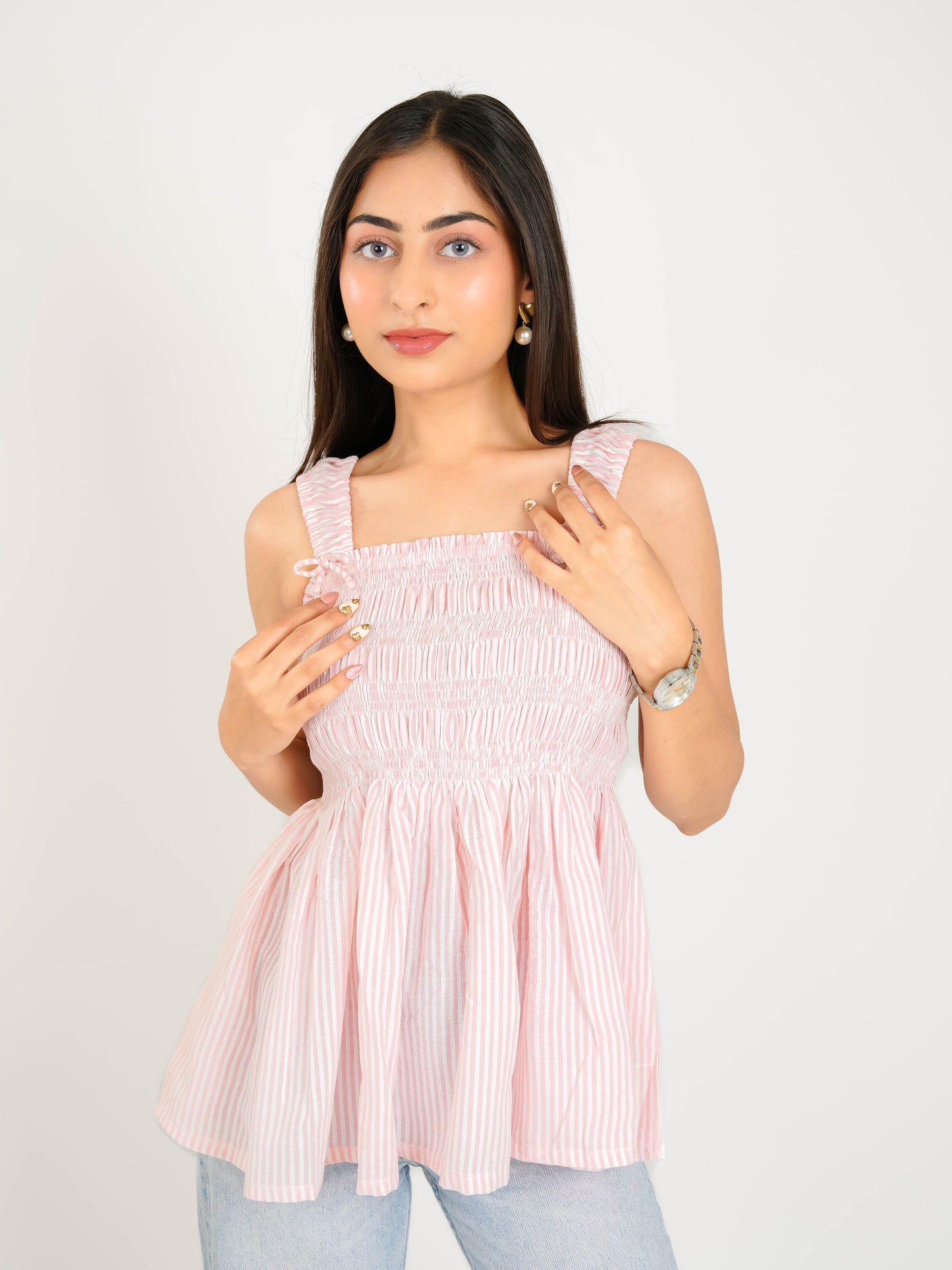 MONOMEE ZOE PINK STRIPE TOP