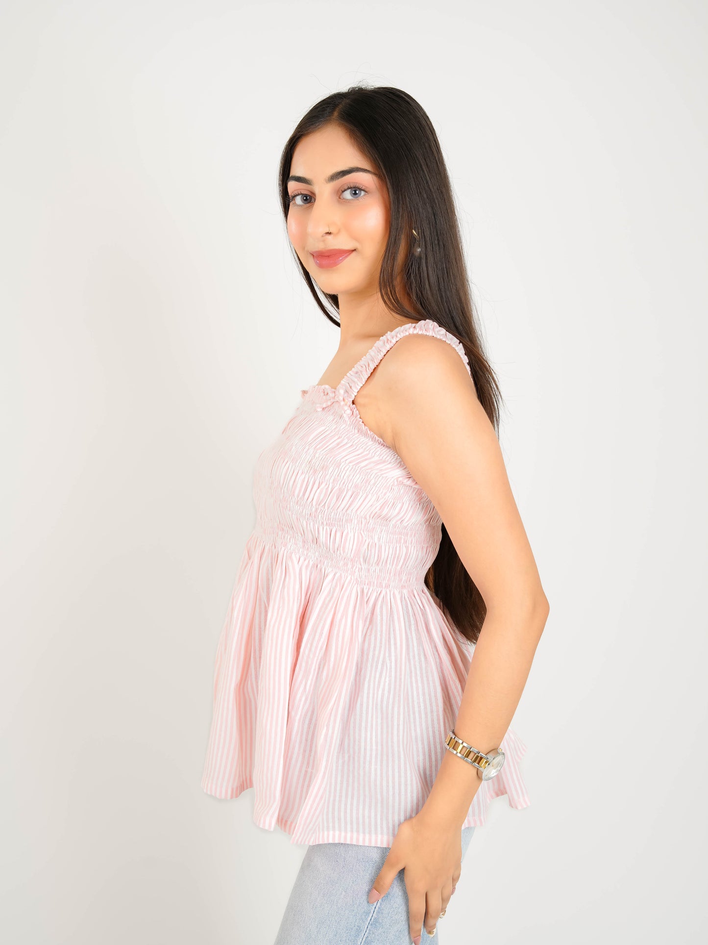 MONOMEE ZOE PINK STRIPE TOP