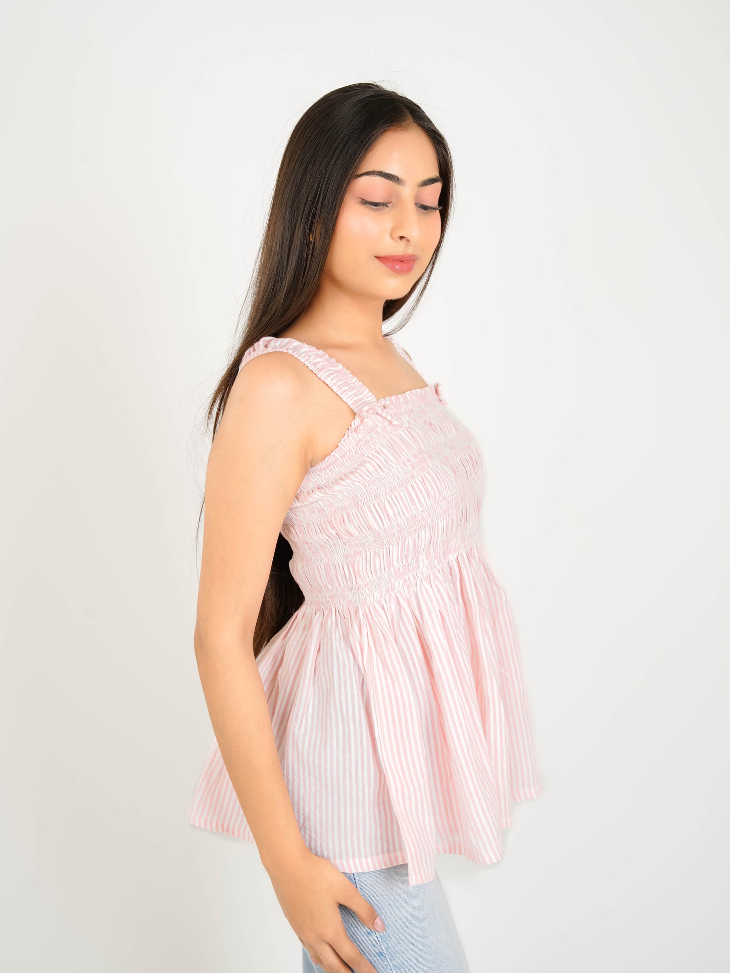 MONOMEE ZOE PINK STRIPE TOP