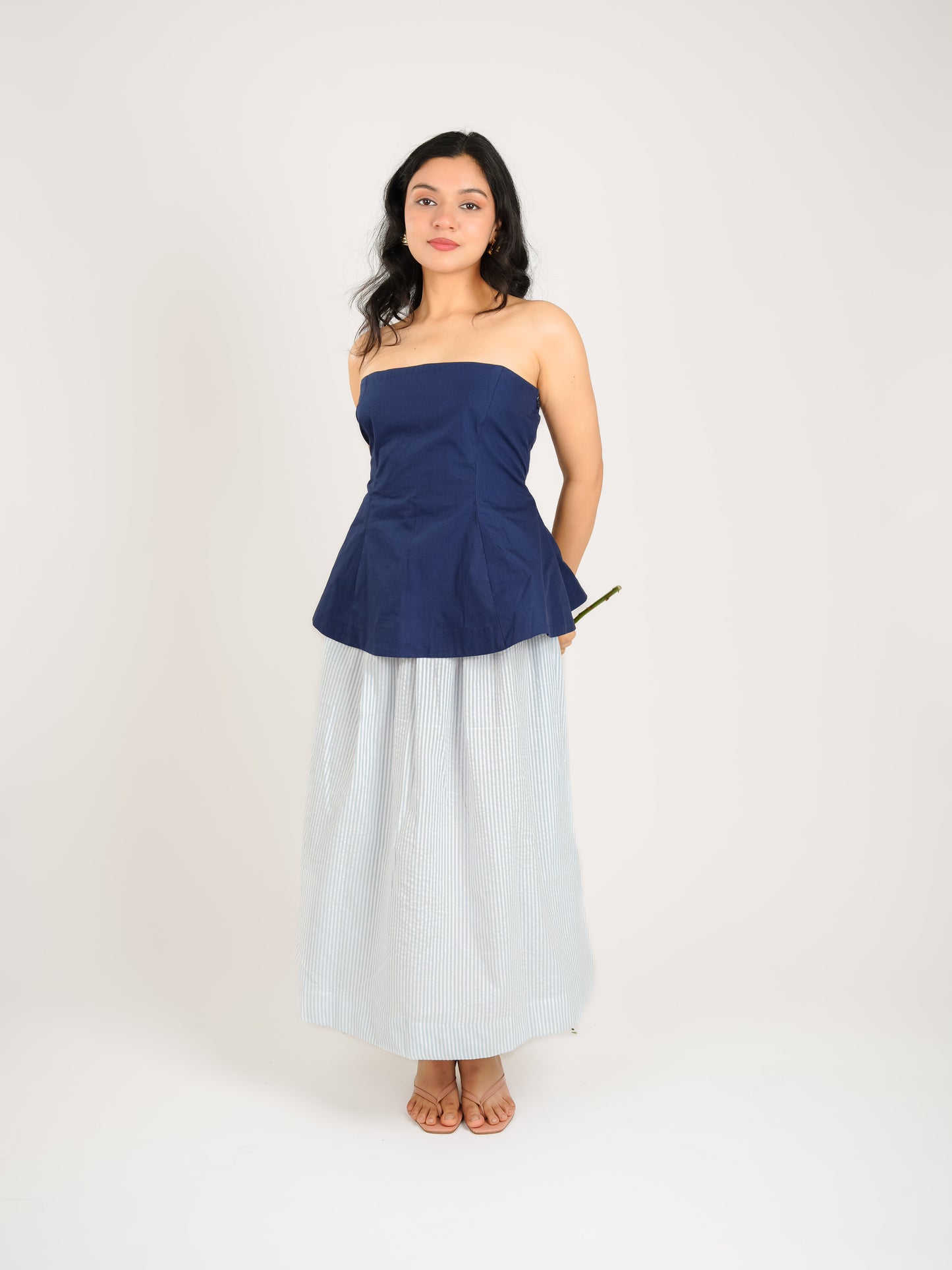 MONOMEE ABBIE NAVY BLUE STRIPE CO-ORD SET