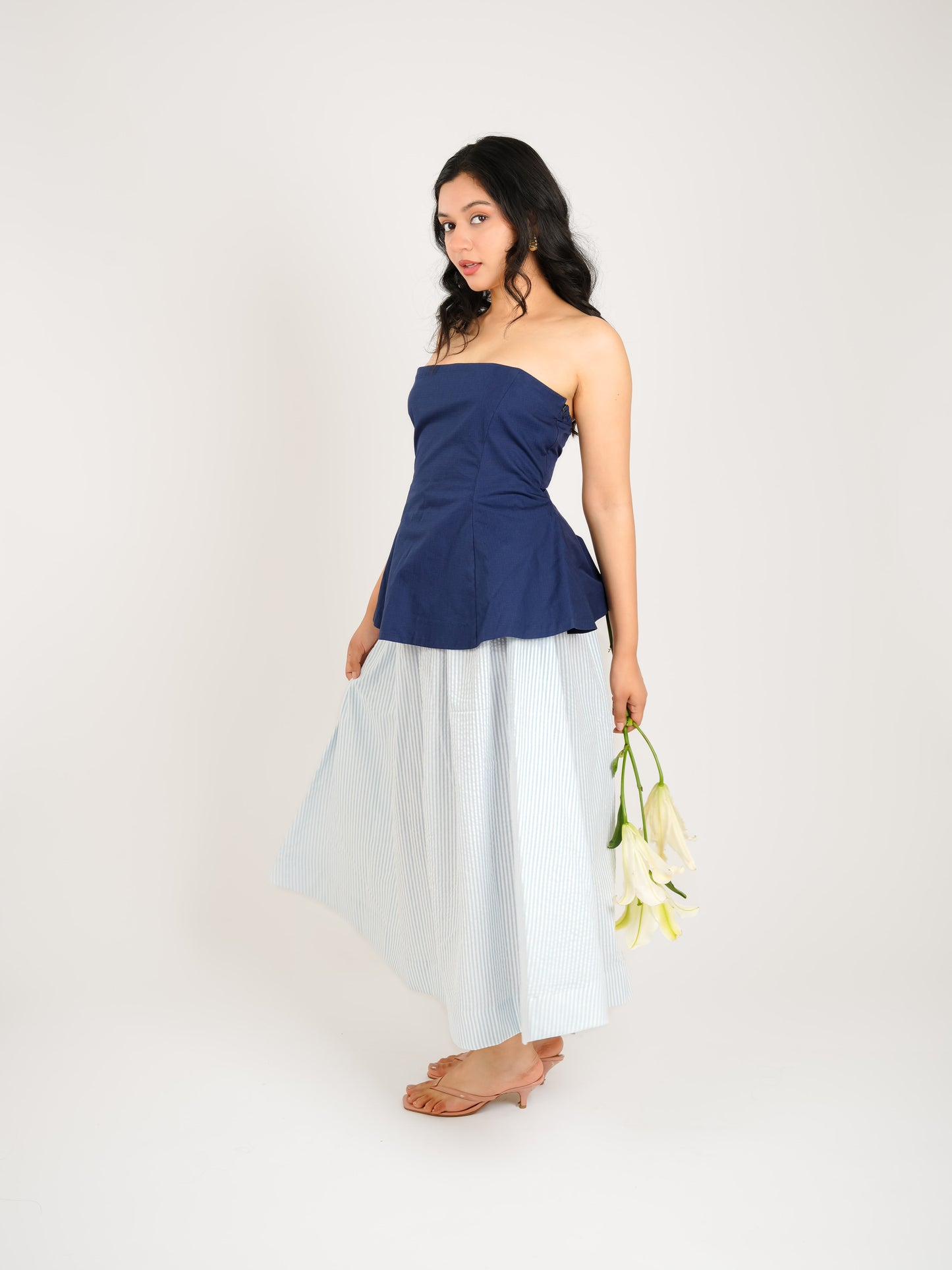 MONOMEE ABBIE NAVY BLUE STRIPE CO-ORD SET