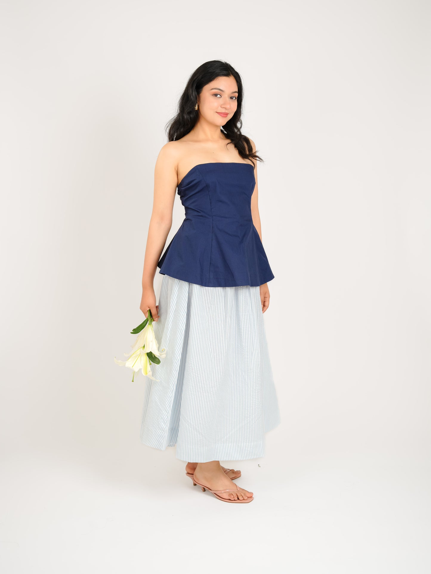 MONOMEE ABBIE NAVY BLUE STRIPE CO-ORD SET