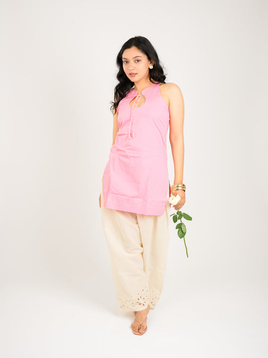 MONOMEE ZIVA SCHIFFLI PINK FARSHI SALWAR KURTA SET