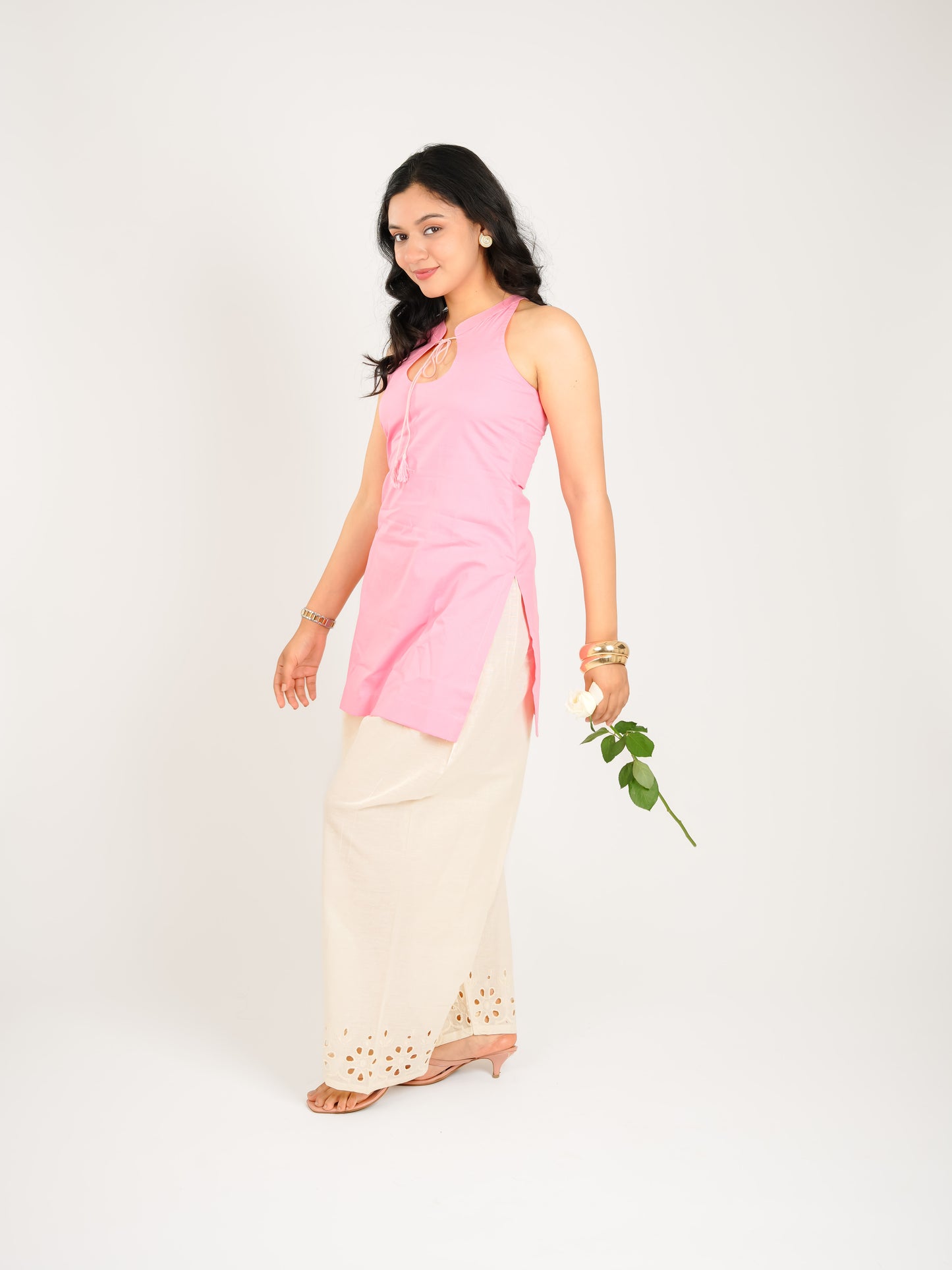 MONOMEE ZIVA SCHIFFLI PINK FARSHI SALWAR KURTA SET
