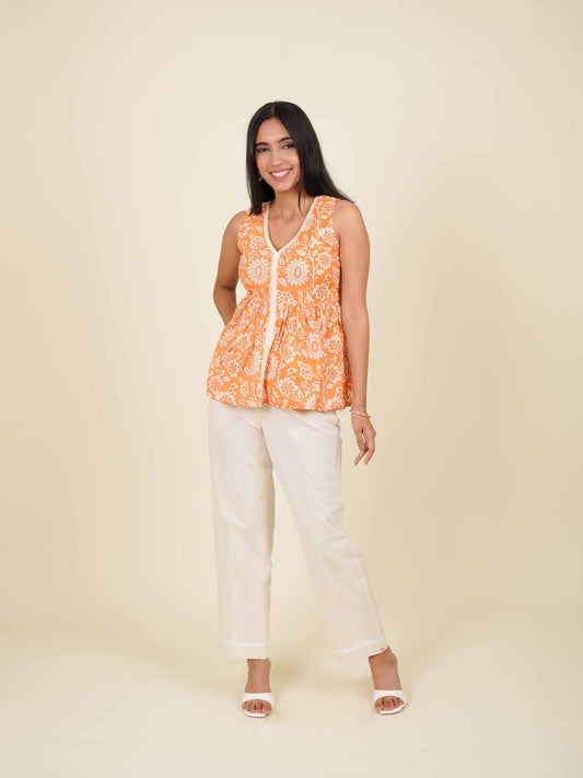 MONOMEE RIVA FLORAL LACE SHORT KURTI