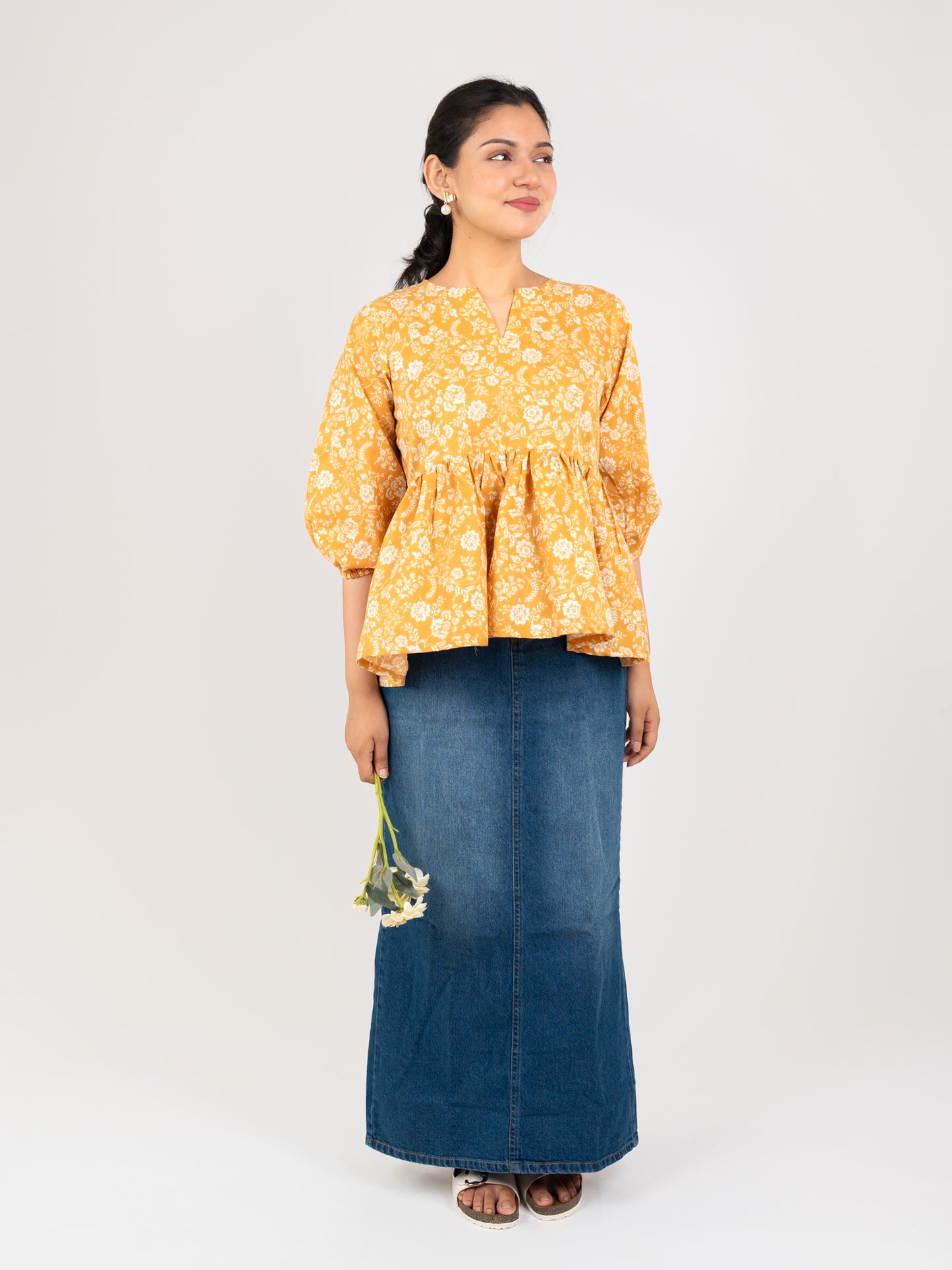 MONOMEE VAMIKA YELLOW FLORAL TOP