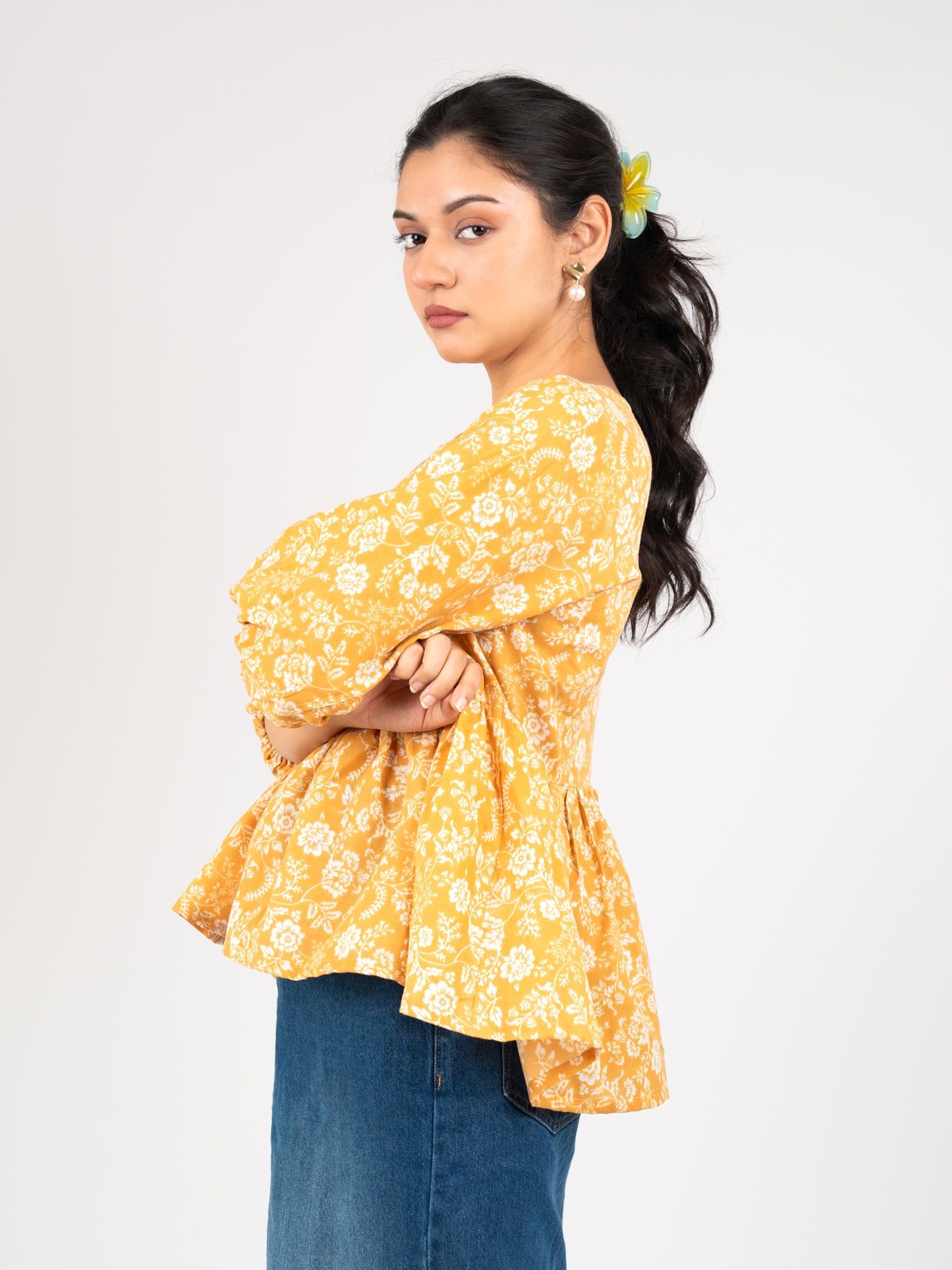 MONOMEE VAMIKA YELLOW FLORAL TOP