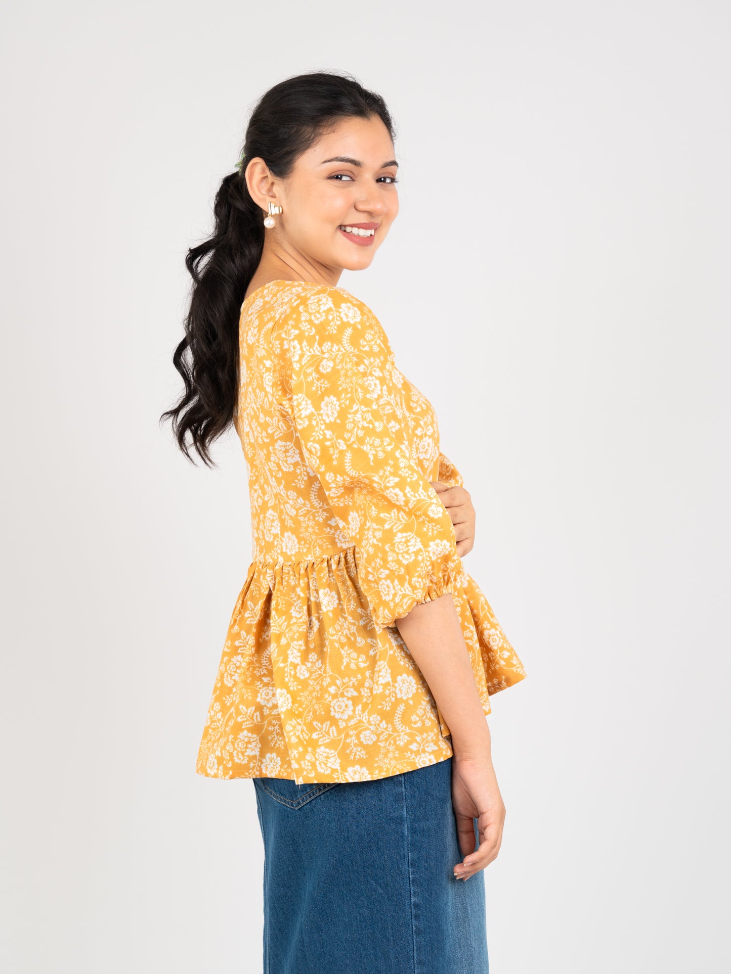 MONOMEE VAMIKA YELLOW FLORAL TOP