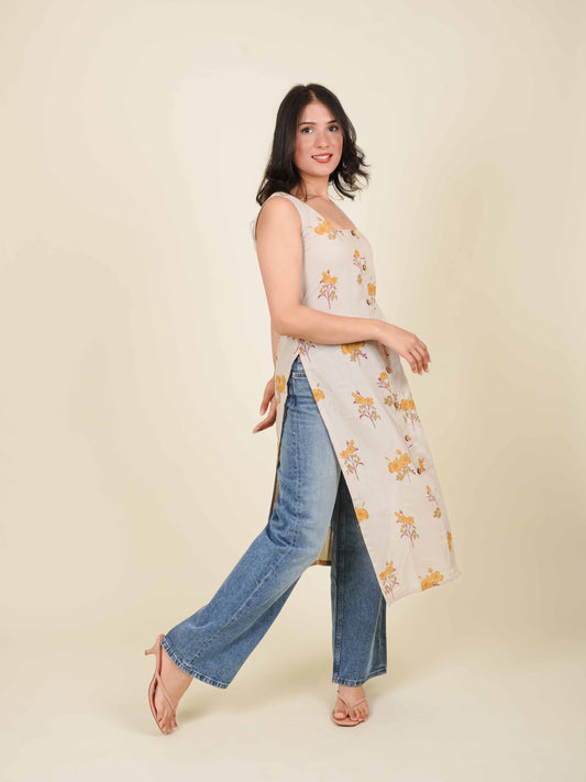 MONOMEE ARIELLA GREY FLORAL KURTA