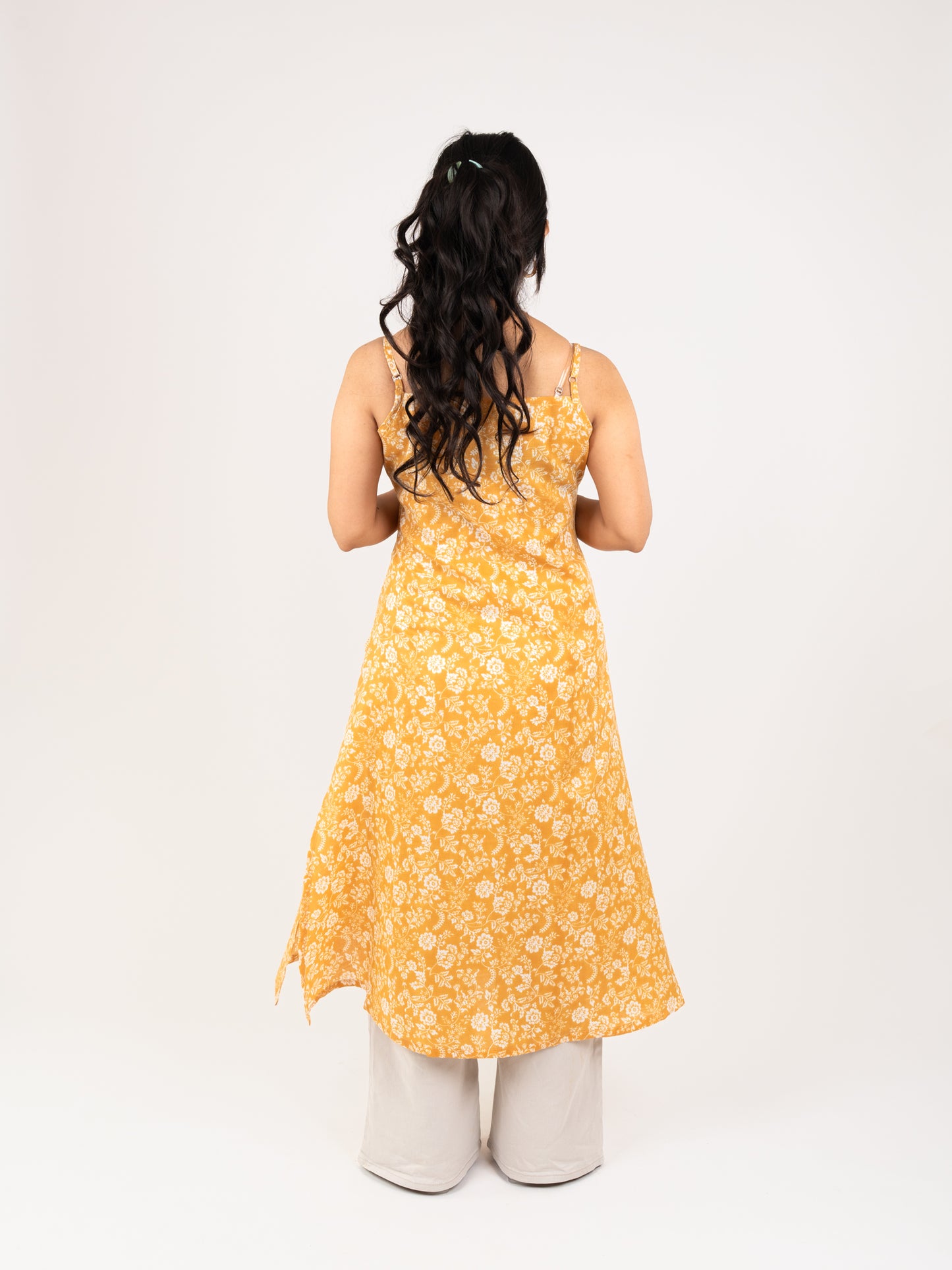 MONOMEE ADIRA YELLOW FLORAL PRINTED KURTI