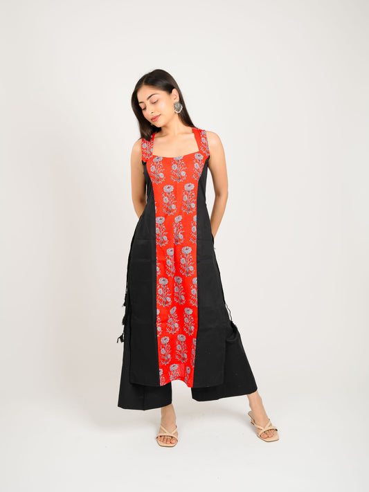 MONOMEE VAMIKA RED BLACK KURTA SET
