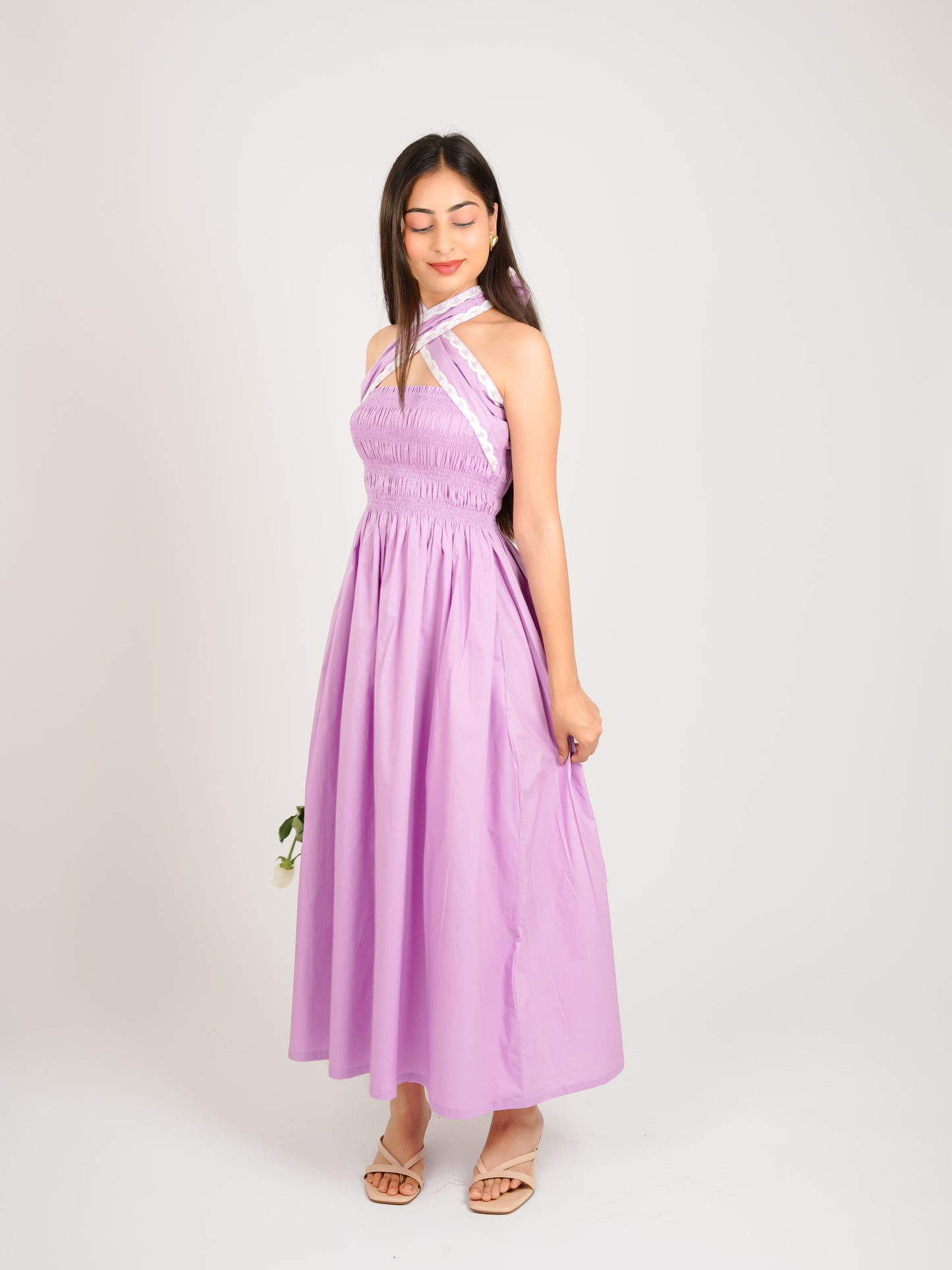MONOMEE ISABELLA LILAC NECK TIE DRESS