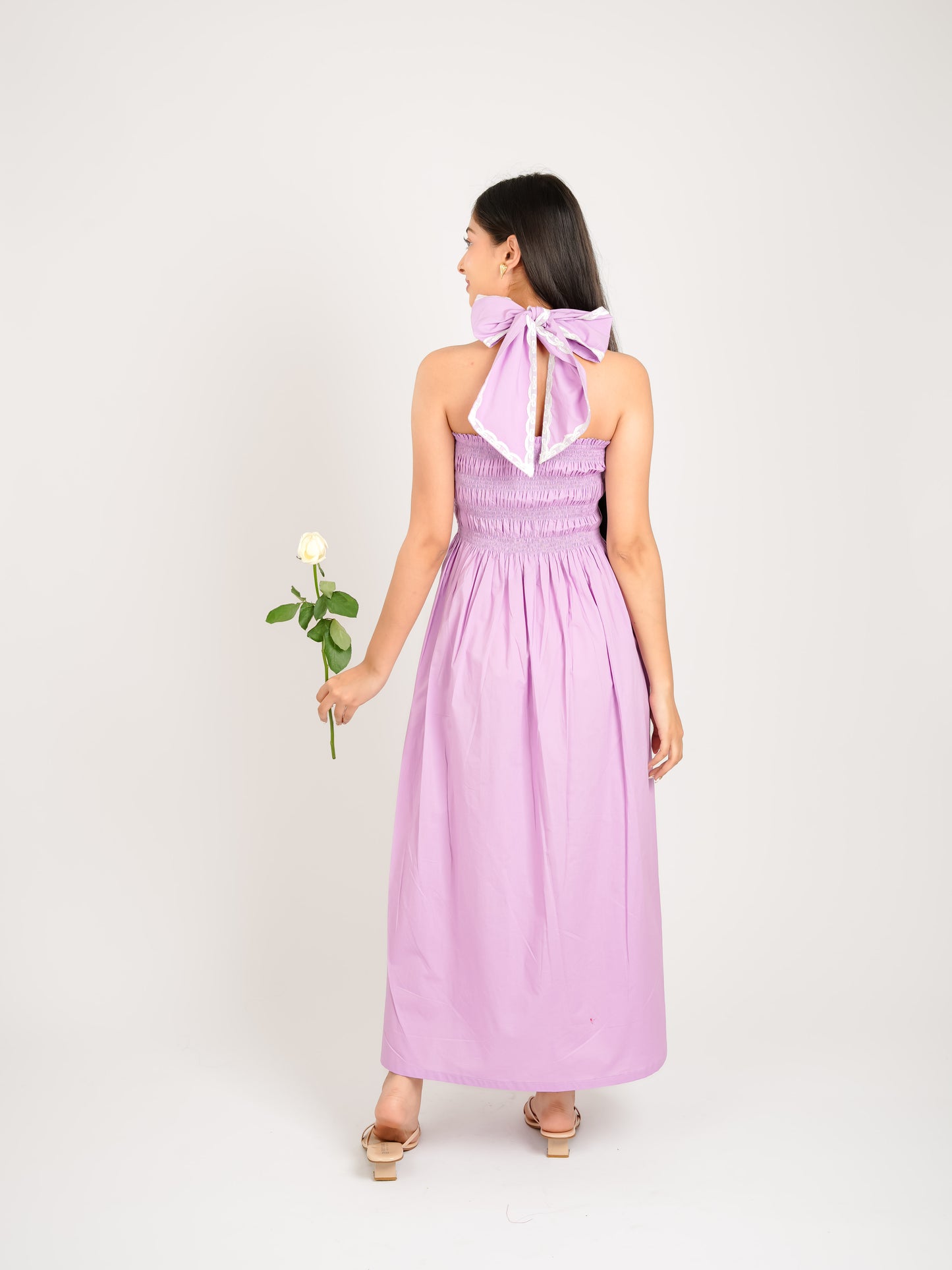 MONOMEE ISABELLA LILAC NECK TIE DRESS