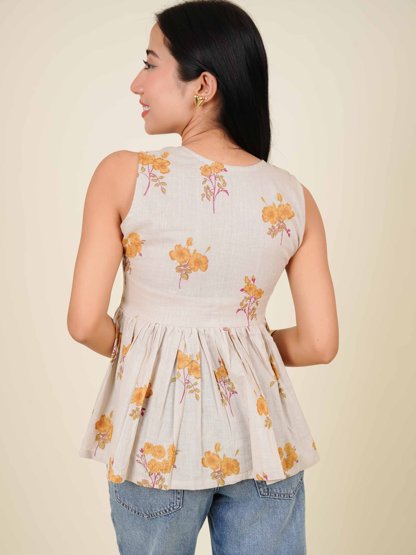 MONOMEE DAKOTA GREY FLORAL LACE SHORT KURTI