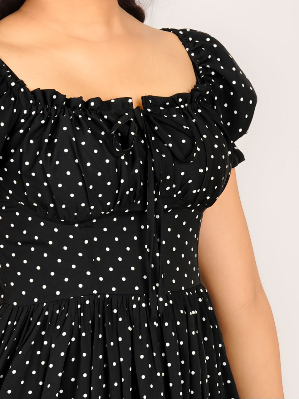 MONOMEE SIERRA BLACK POLKA DOT MAXI DRESS