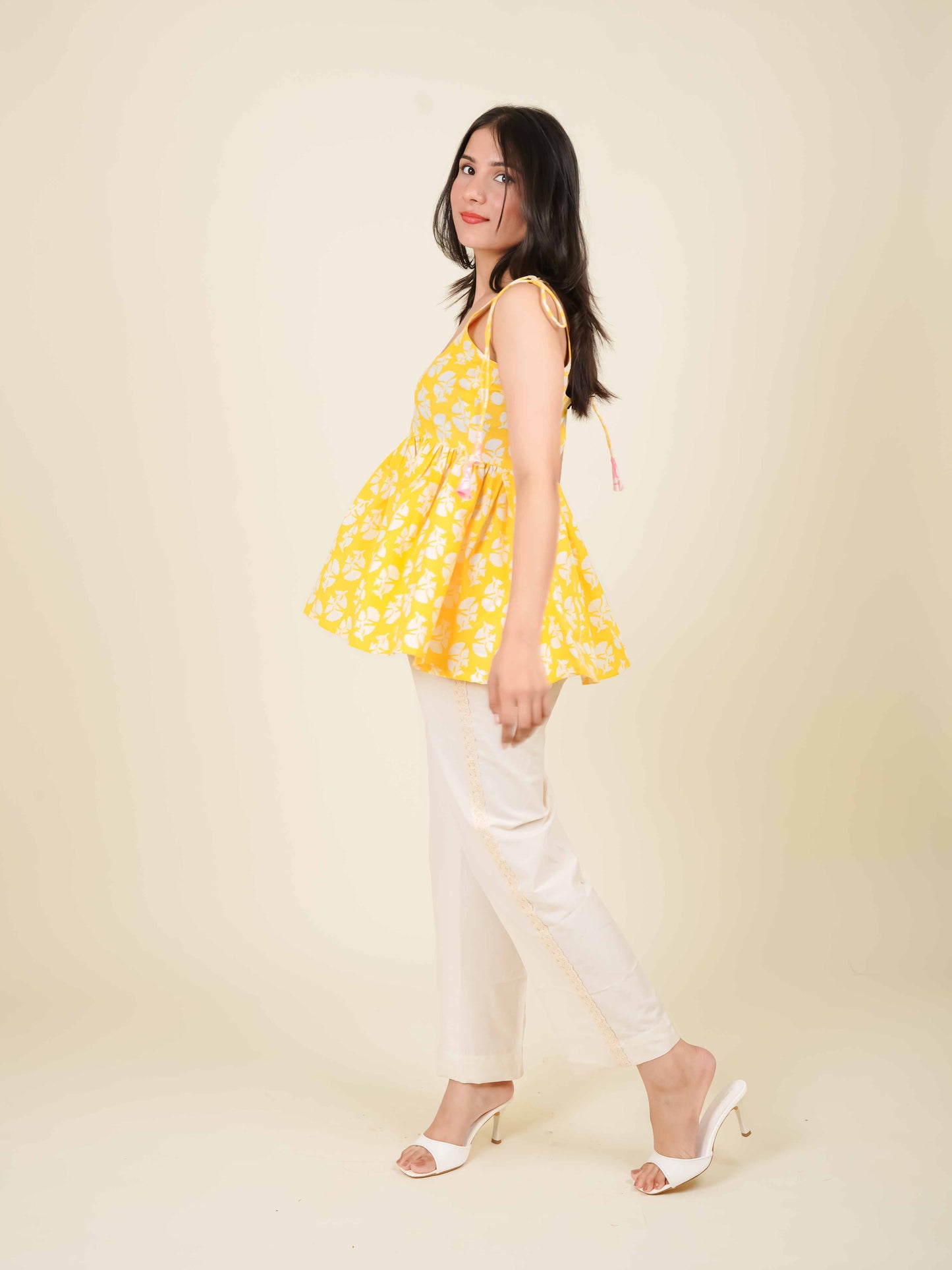 MONOMEE ROWENA BOW TIE TASSLE SHORT KURTI