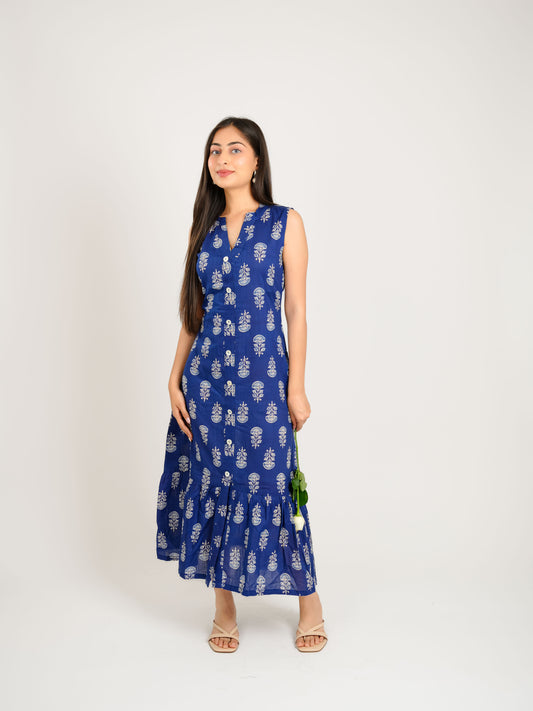 MONOMEE NEISHA INDIGO COTTON DRESS