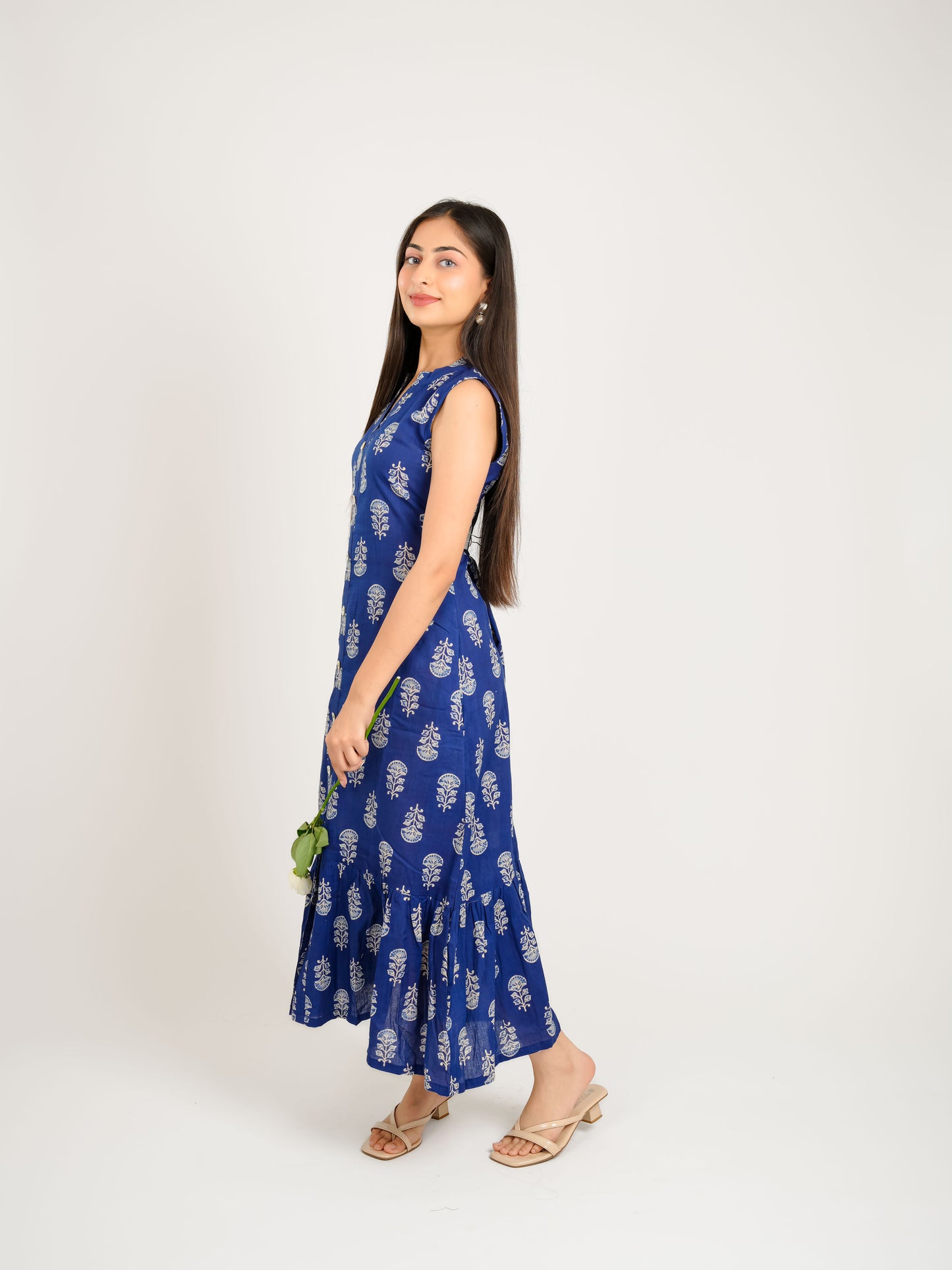 MONOMEE NEISHA INDIGO COTTON DRESS