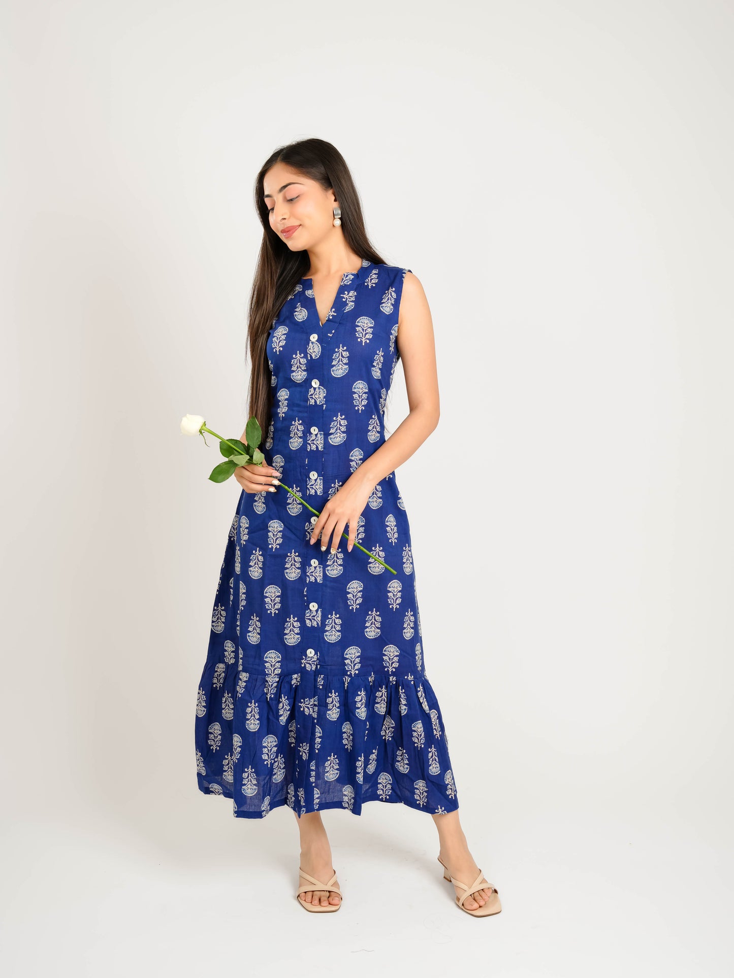 MONOMEE NEISHA INDIGO COTTON DRESS