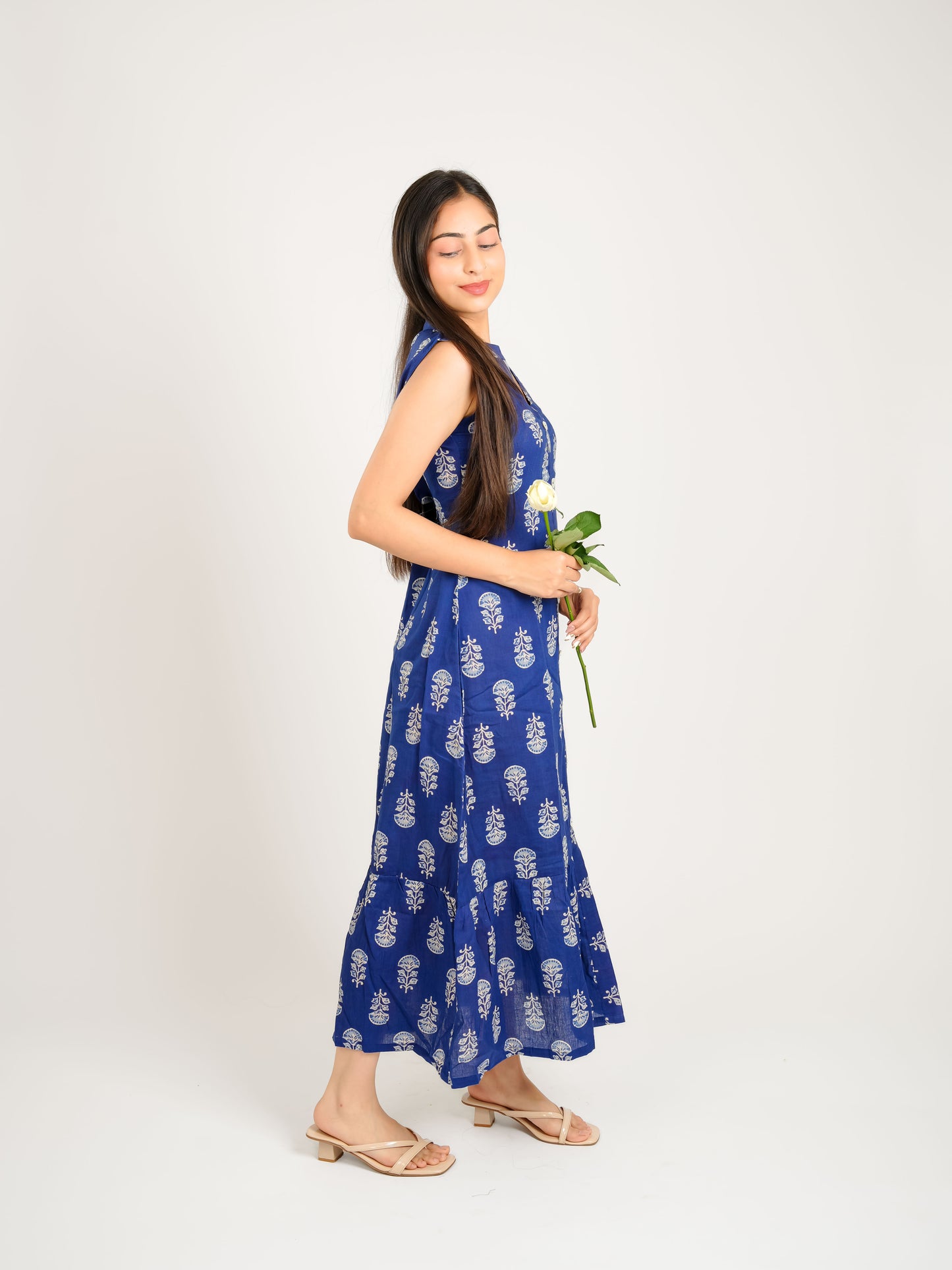 MONOMEE NEISHA INDIGO COTTON DRESS