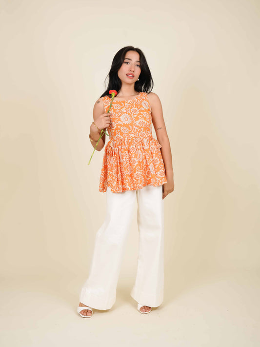 MONOMEE ARIA FLORAL BOW TIE SHORT KURTI