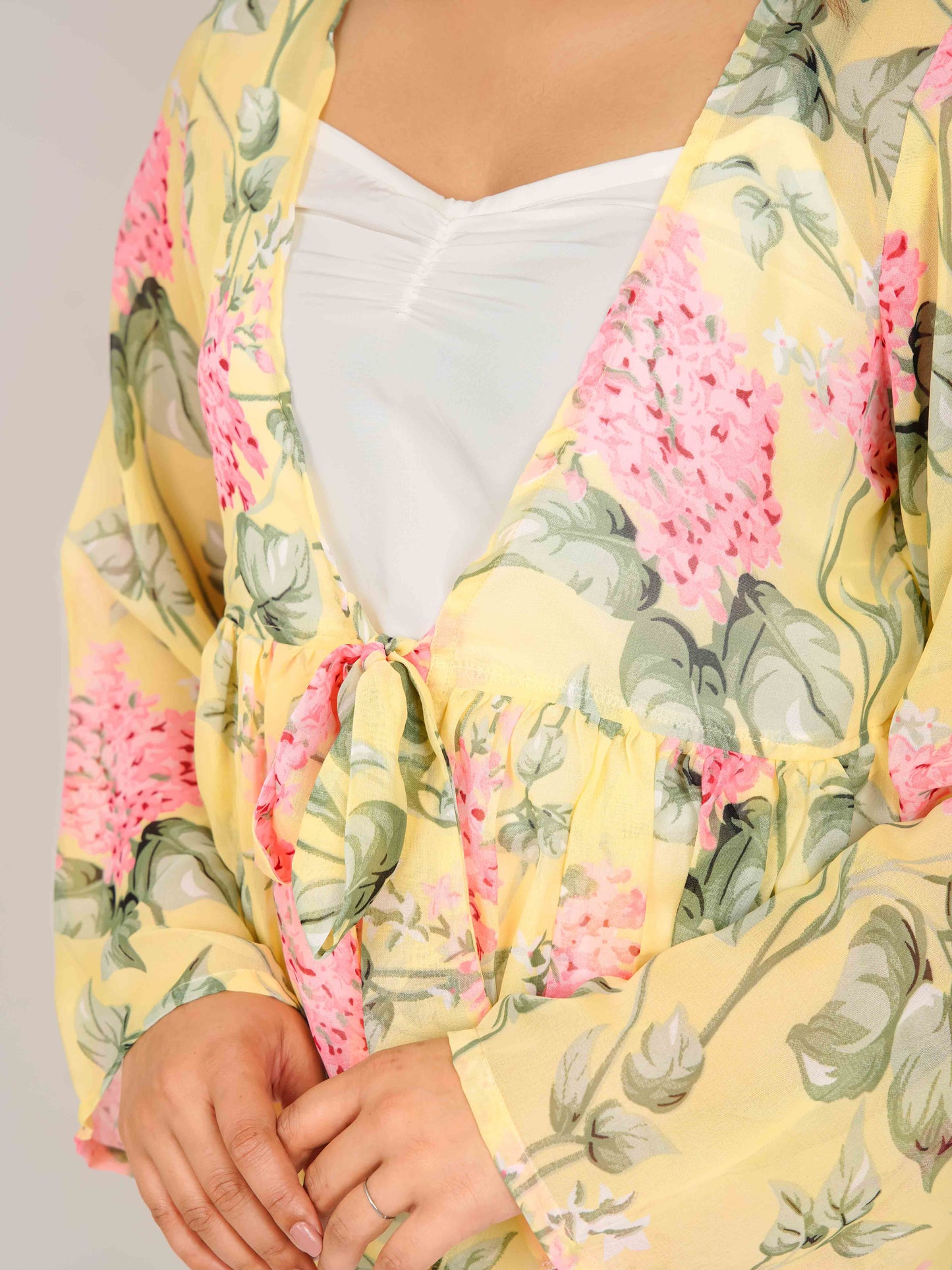 MONOMEE FLORIA YELLOW BELL SLEEVE TOP WITH SLIP