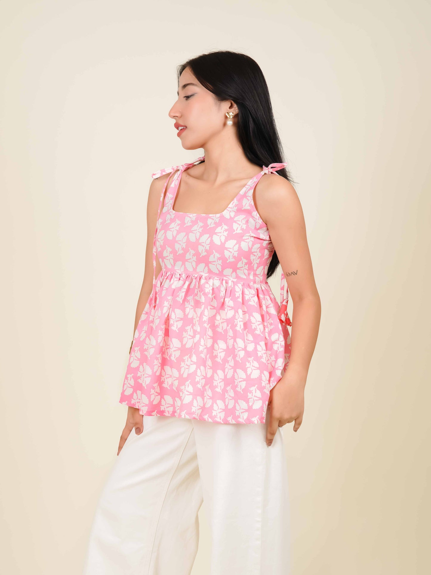 MONOMEE SELMA BOW TIE TASSLE SHORT KURTI