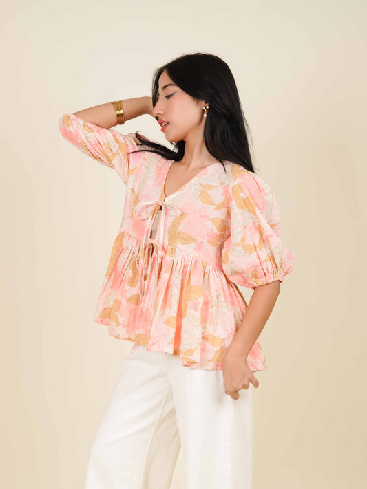 MONOMEE CALLIE PINK FLORAL TOP
