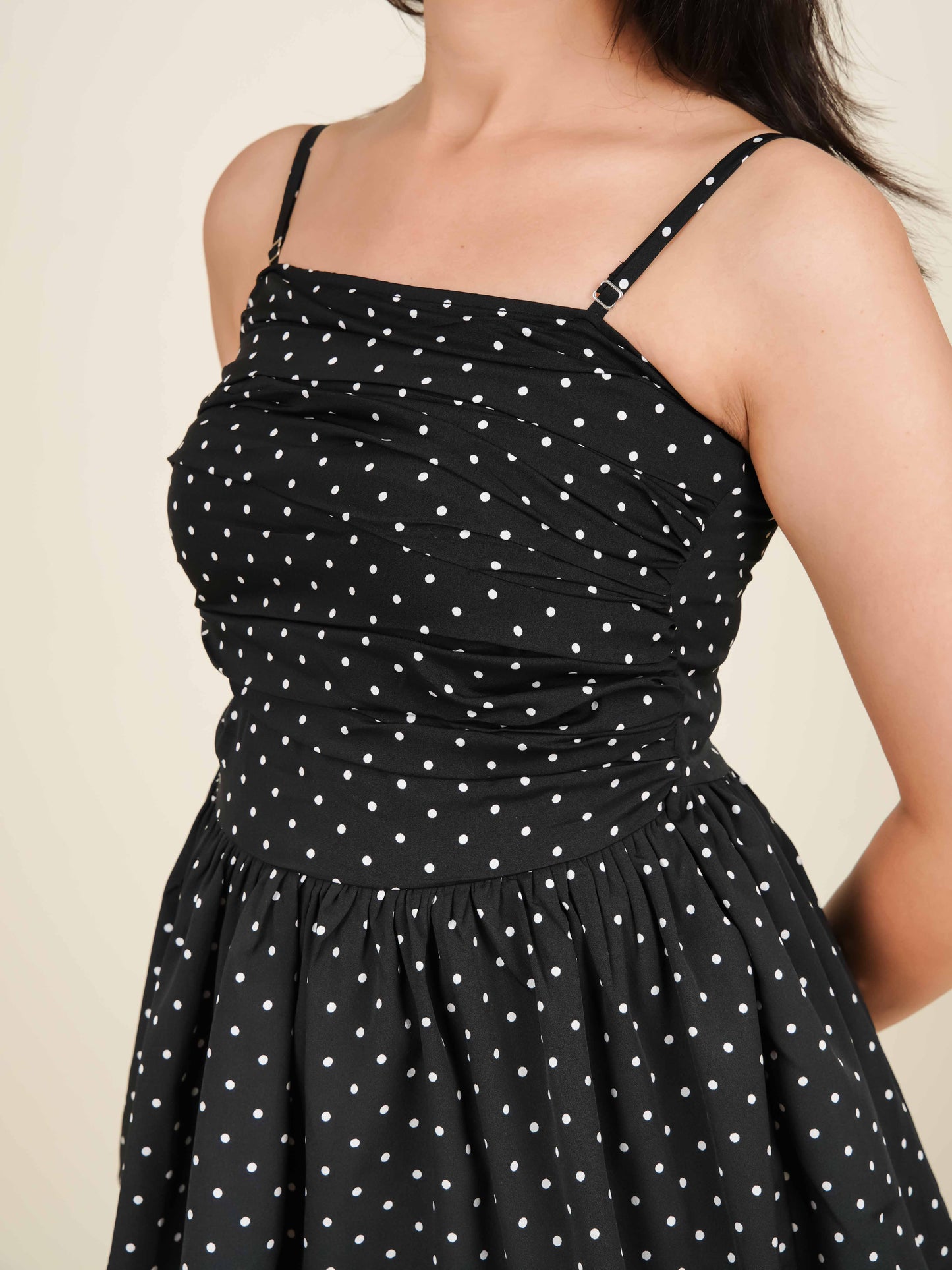 MONOMEE PEBLA BLACK POLKA DOT BUBBLE TOP