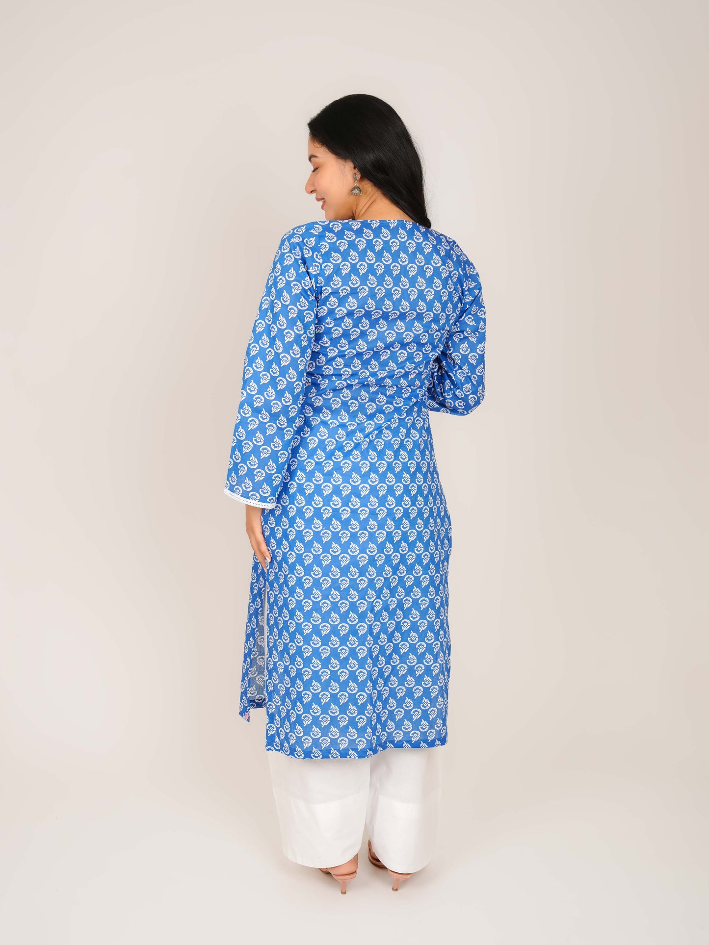 MONOMEE DIYA INDIGO BELL SLEEVE LACE KURTI