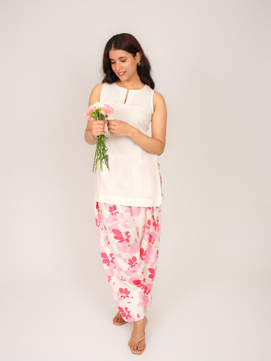MONOMEE COTTON STRAIGHT KURTI WITH PRINTED FARSHI SALWAR