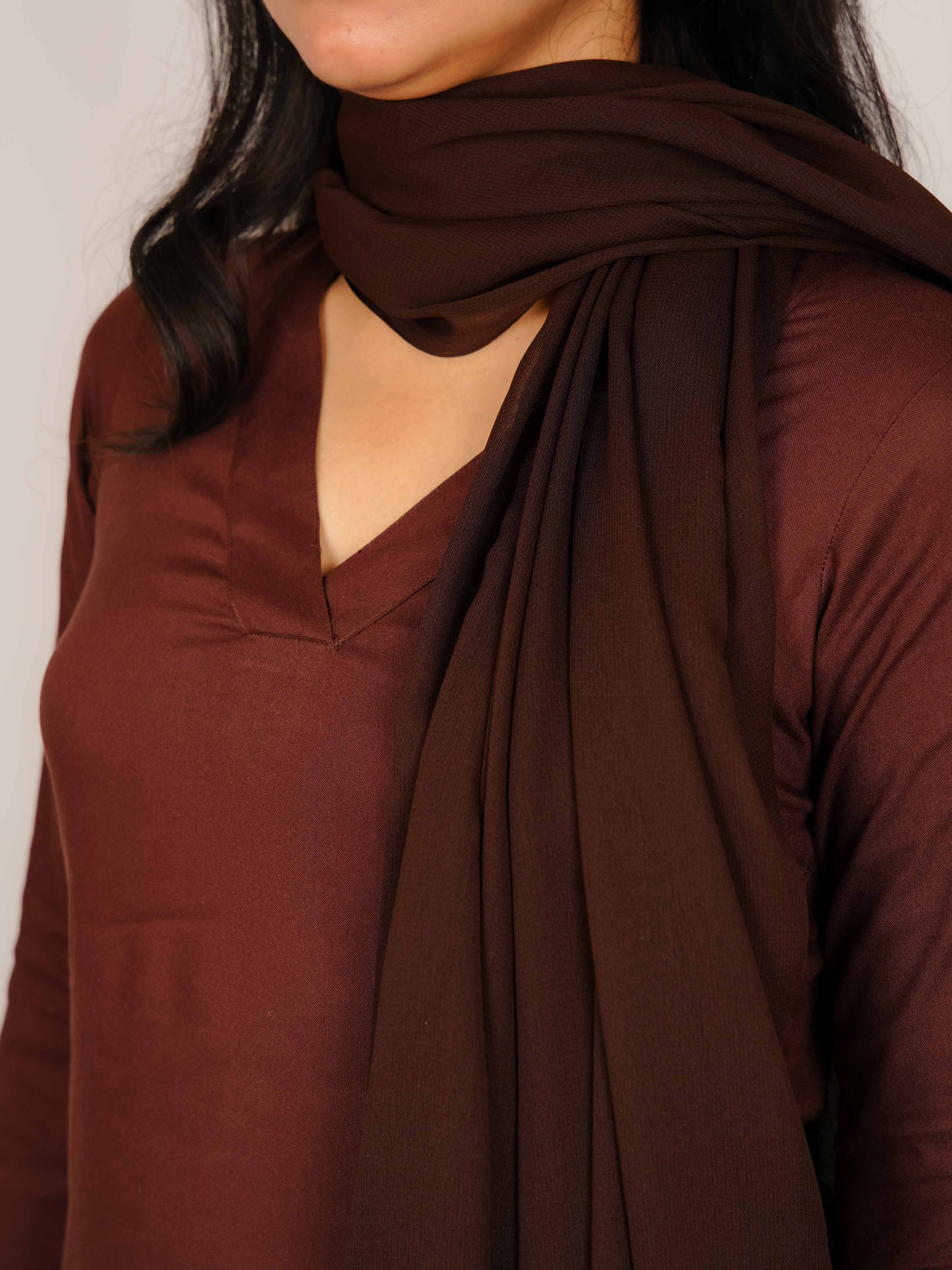 RIYAANSHI BROWN FARSHI SALWAR SUIT SET WITH DUPATTA