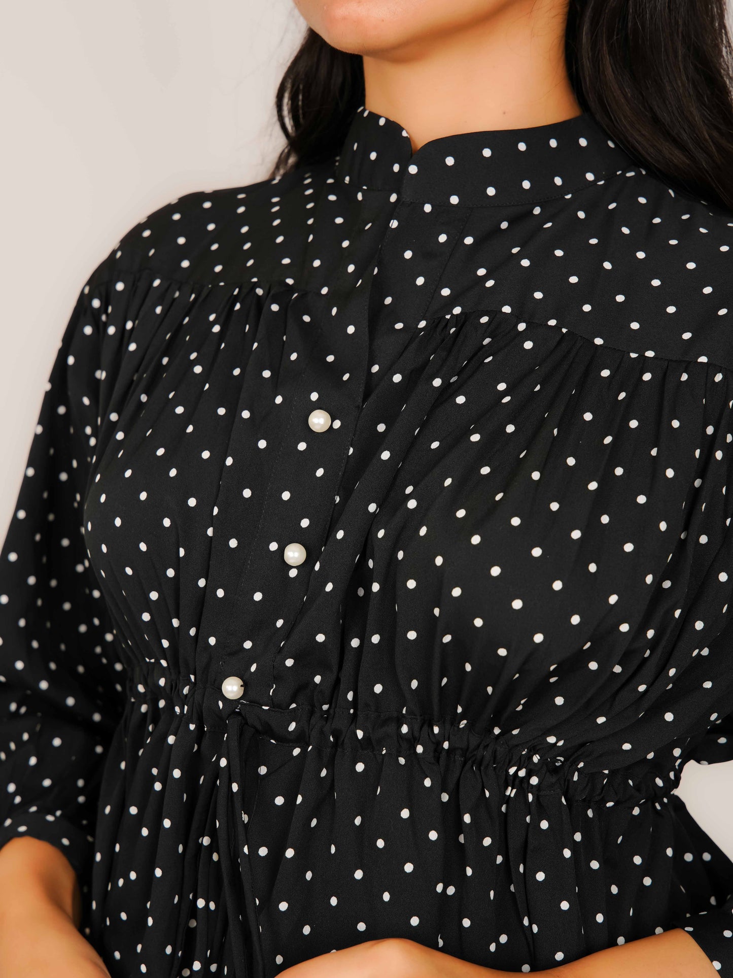 MONOMEE ADINA BLACK POLKA DOT CROP TOP