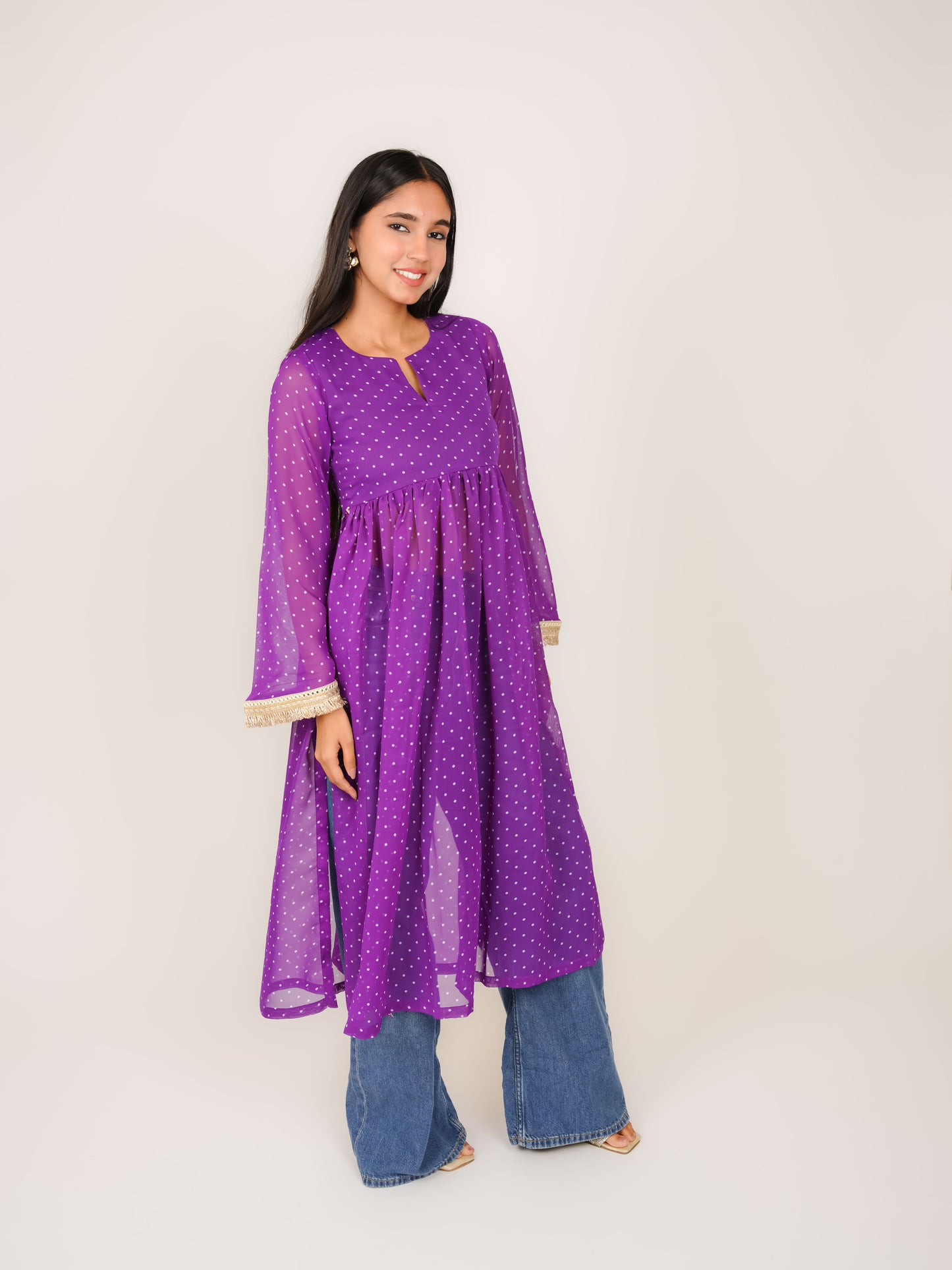 MONOMEE KIARA PURPLE POLKA DOT KURTI