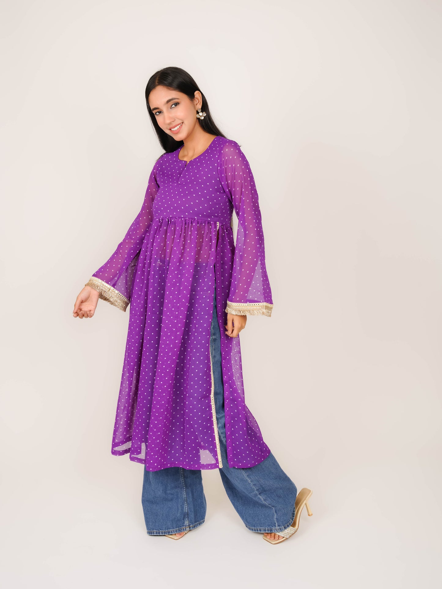 MONOMEE KIARA PURPLE POLKA DOT KURTI