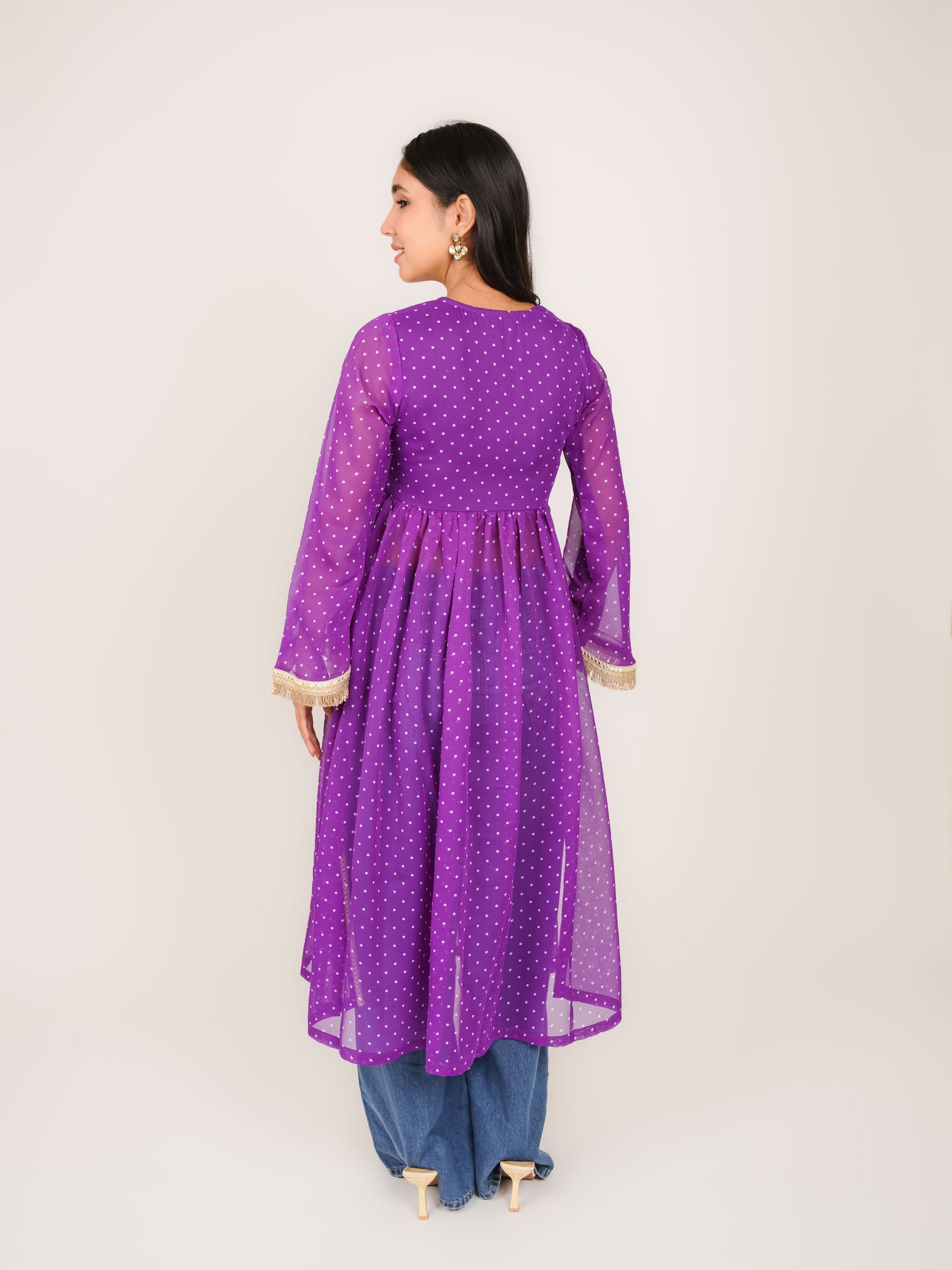 MONOMEE KIARA PURPLE POLKA DOT KURTI