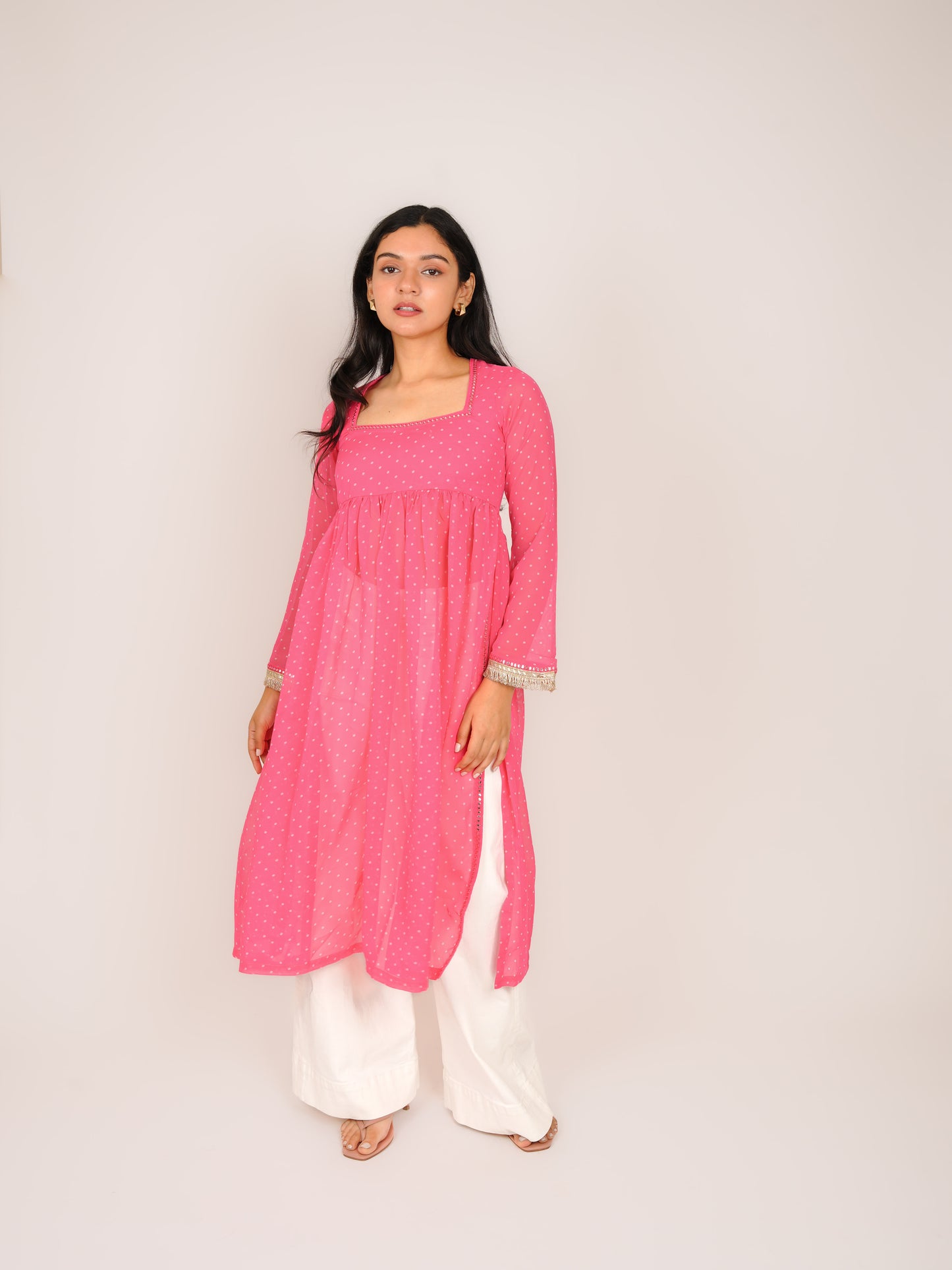 MONOMEE AAVYA PINK POLKA DOT KURTI