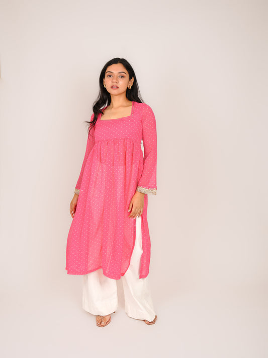 MONOMEE AAVYA PINK POLKA DOT KURTI