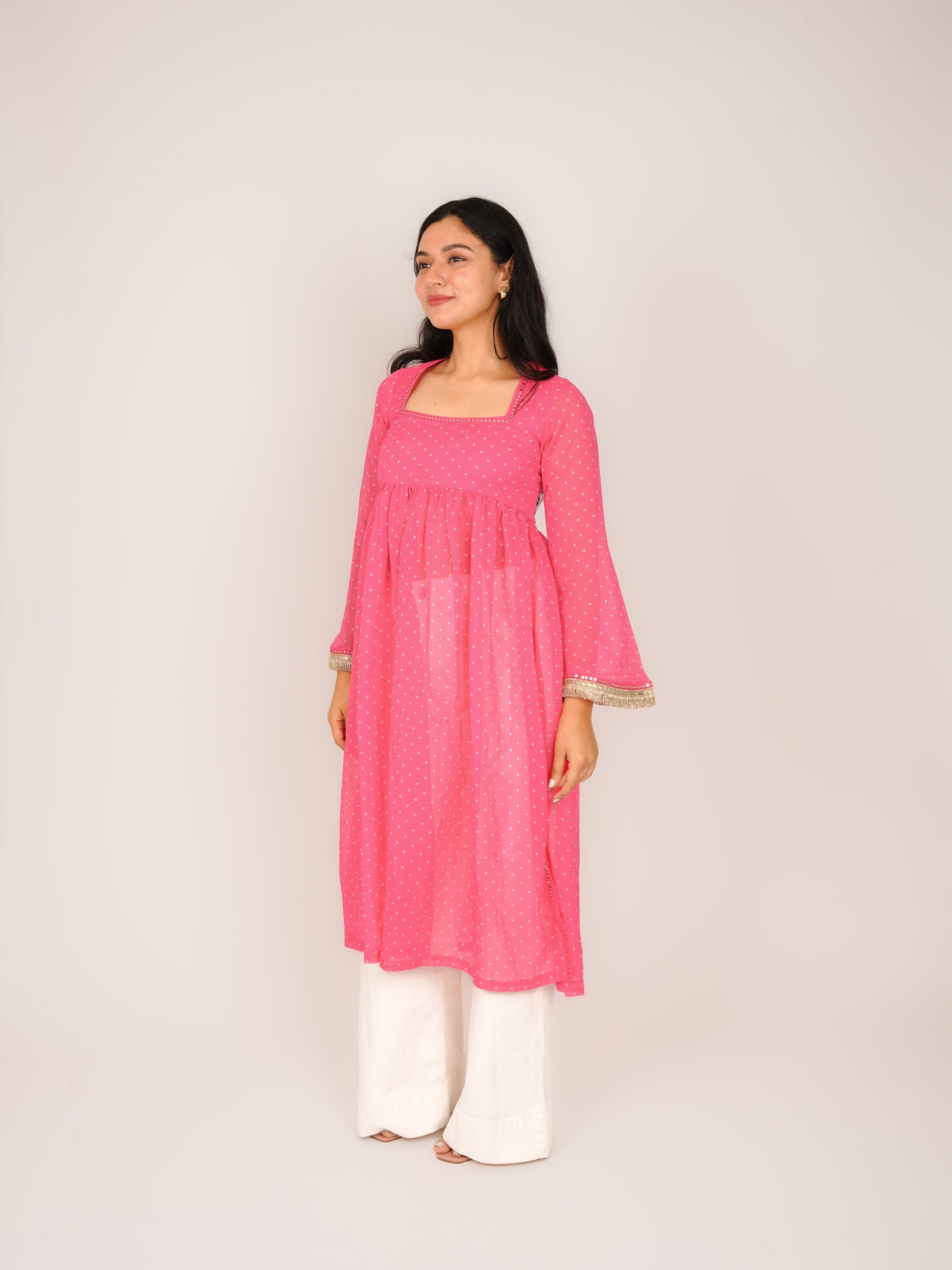 MONOMEE AAVYA PINK POLKA DOT KURTI