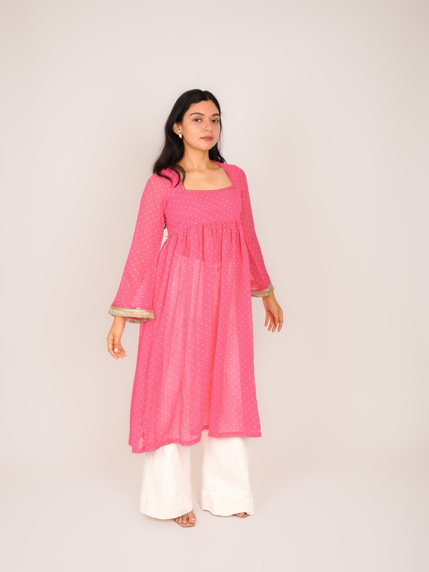 MONOMEE AAVYA PINK POLKA DOT KURTI