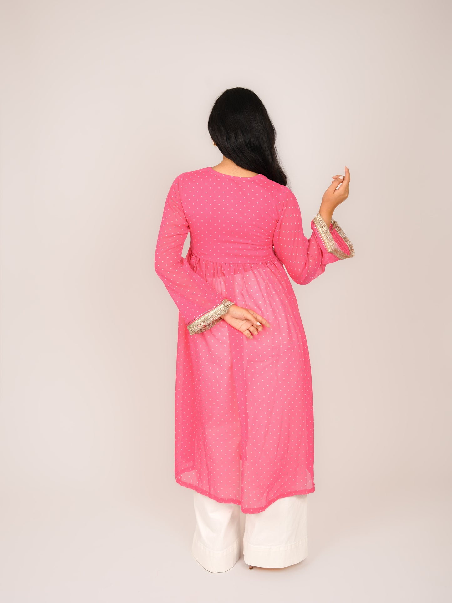 MONOMEE AAVYA PINK POLKA DOT KURTI
