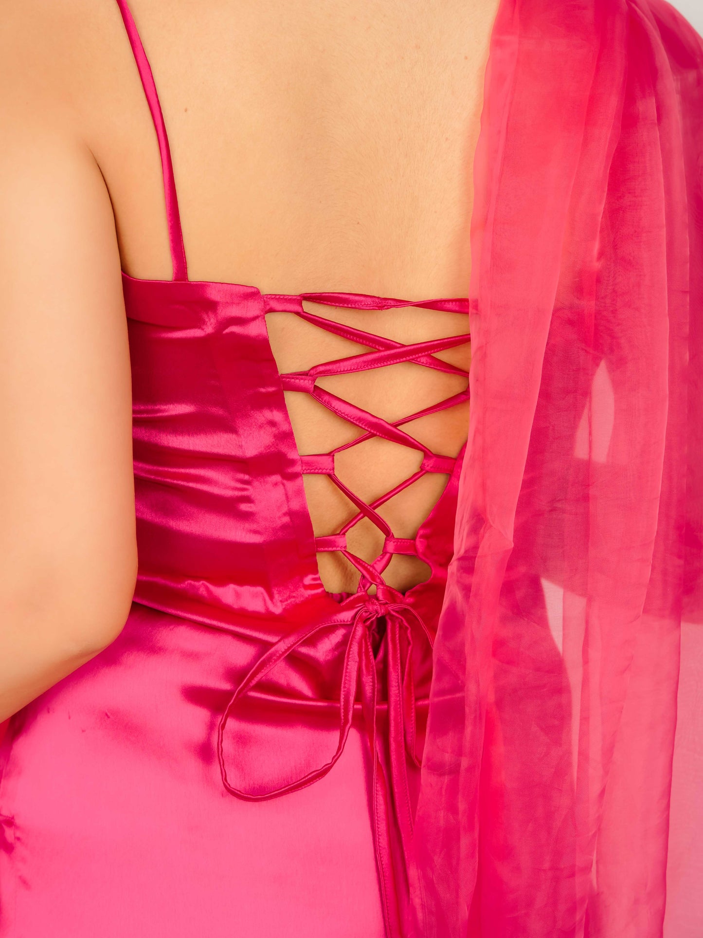 KIYANA MONOMEE PINK SATIN SUIT SET