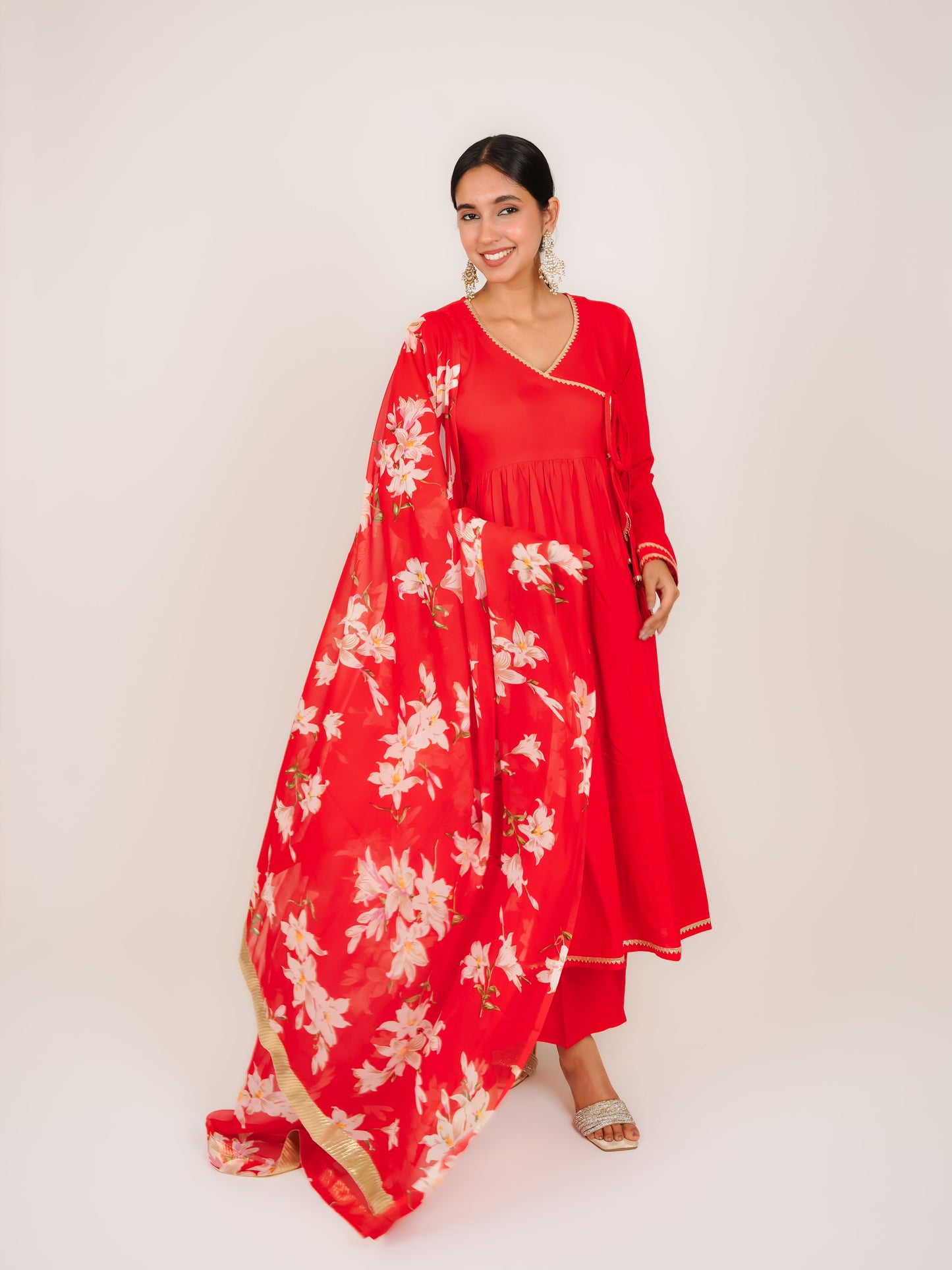 ANVITHA RAYON ANGARAKHA KURTA SET WITH DUPATTA