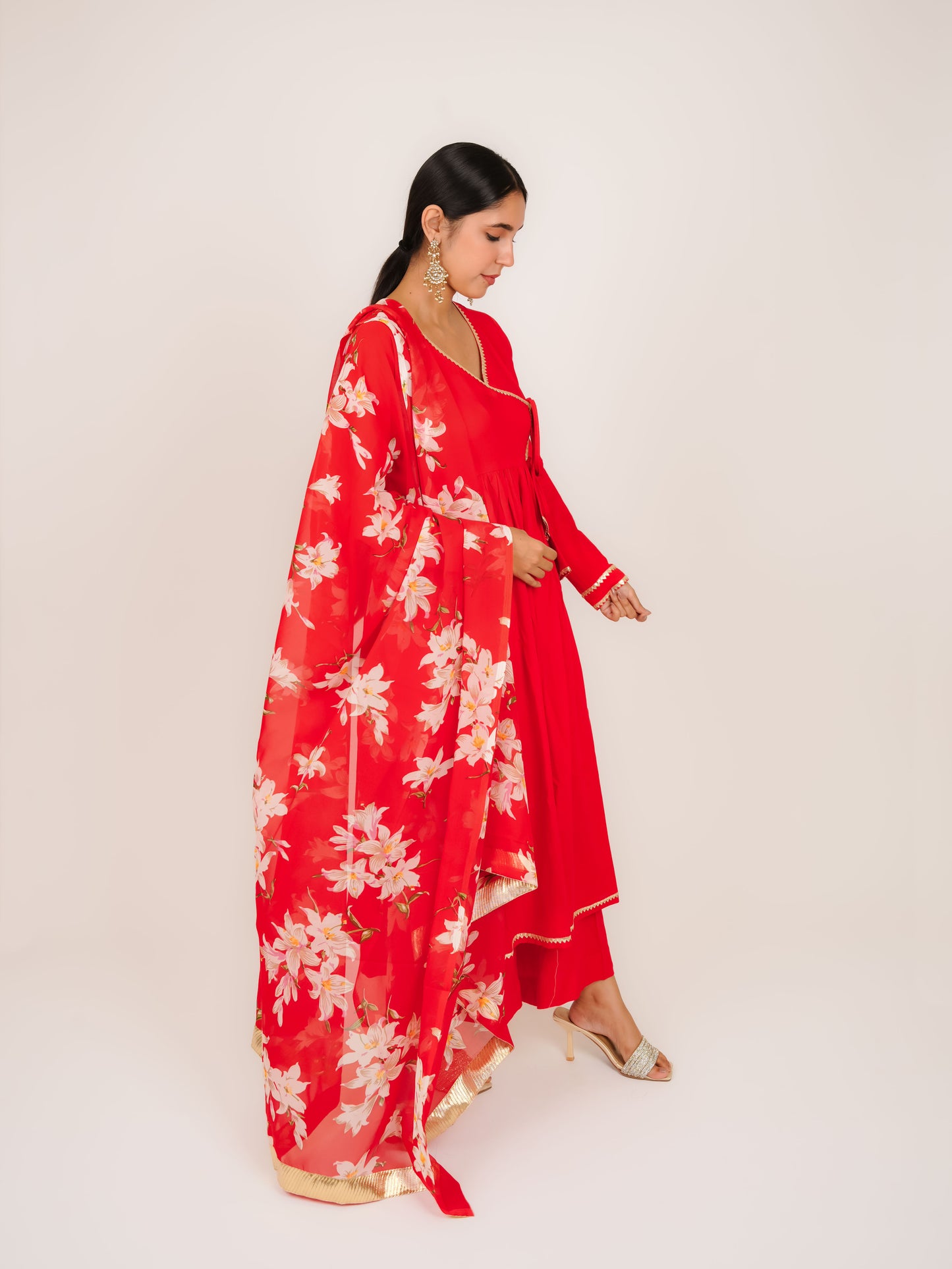 ANVITHA RAYON ANGARAKHA KURTA SET WITH DUPATTA