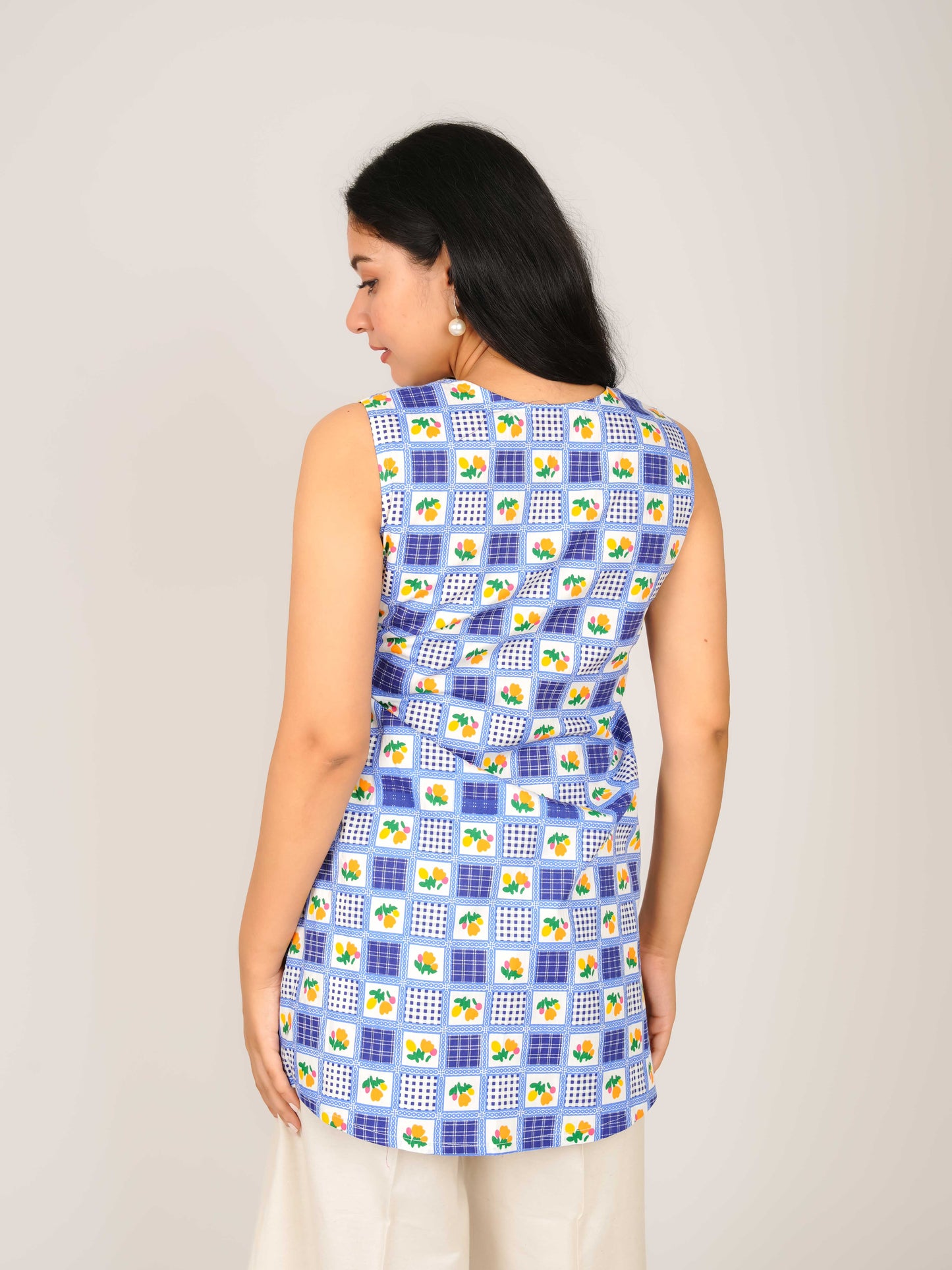 MONOMEE PETRA GINGHAM WRAP TOP