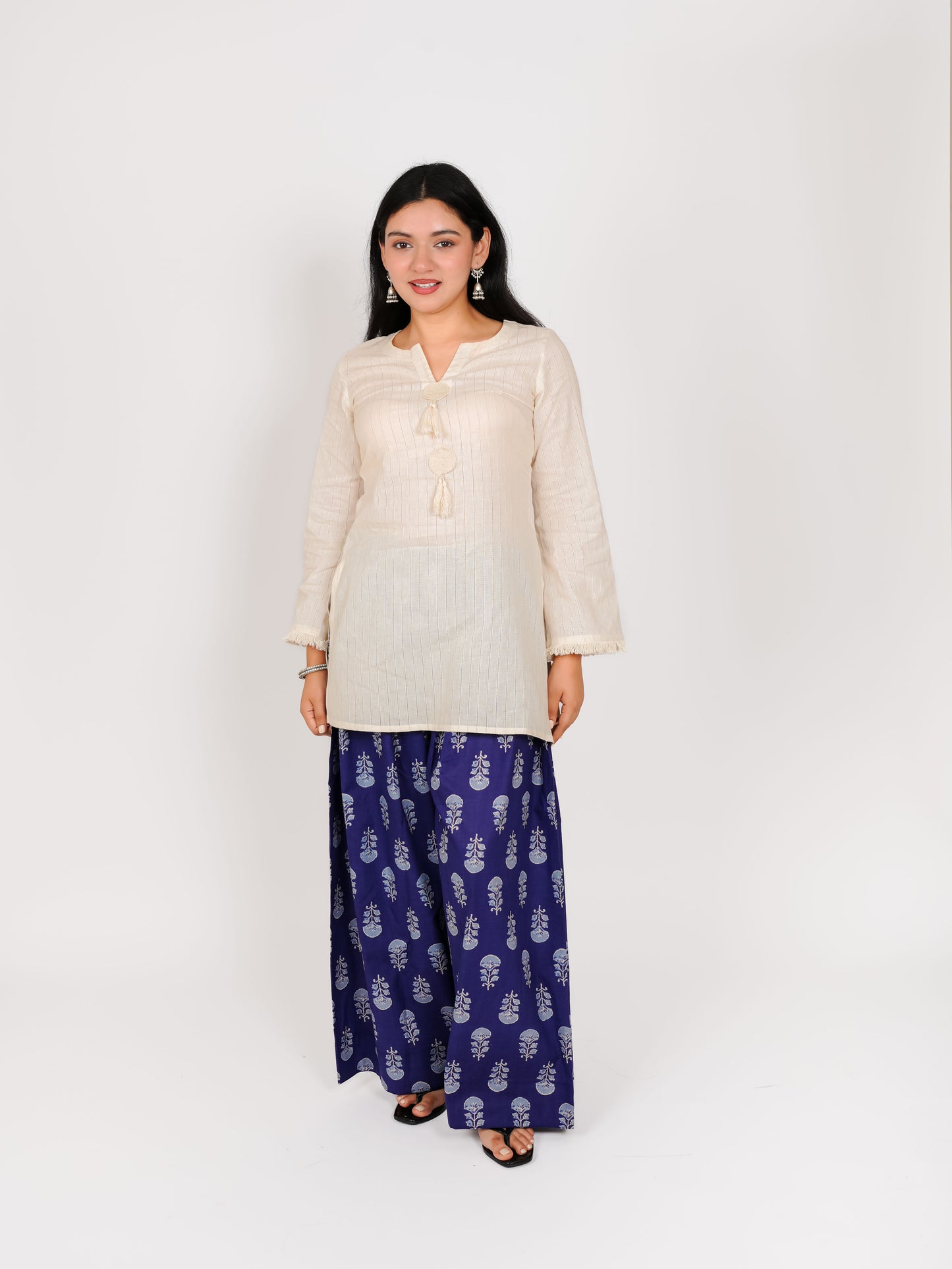 MONOMEE TIVRA INDIGO BELL SLEEVE FARSHI SALWAR SET
