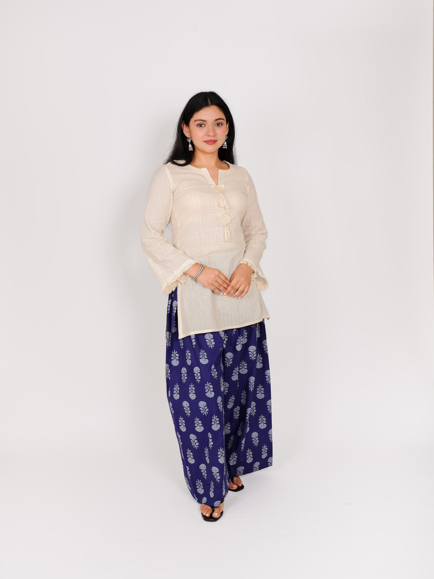 MONOMEE TIVRA INDIGO BELL SLEEVE FARSHI SALWAR SET