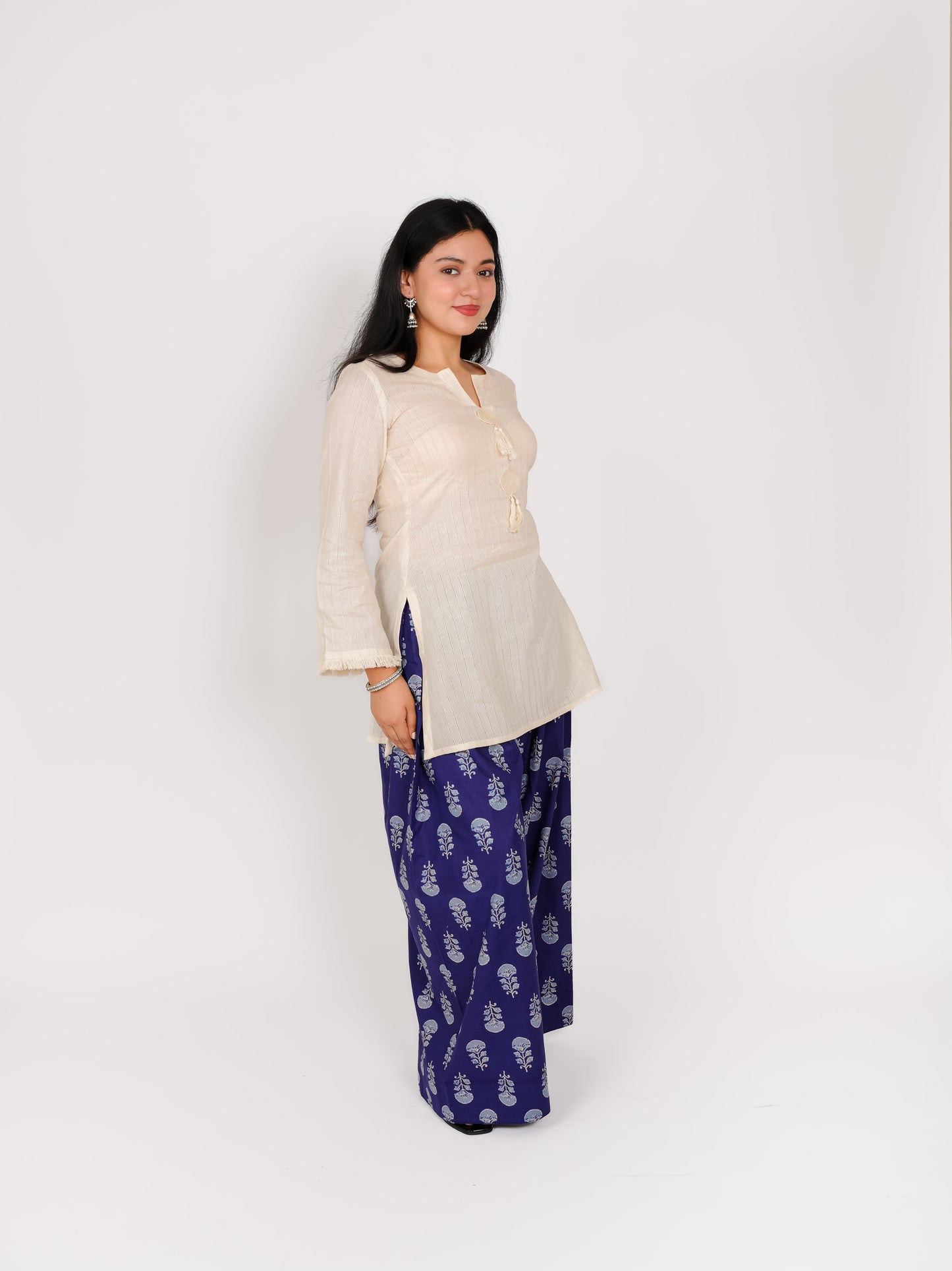 MONOMEE TIVRA INDIGO BELL SLEEVE FARSHI SALWAR SET