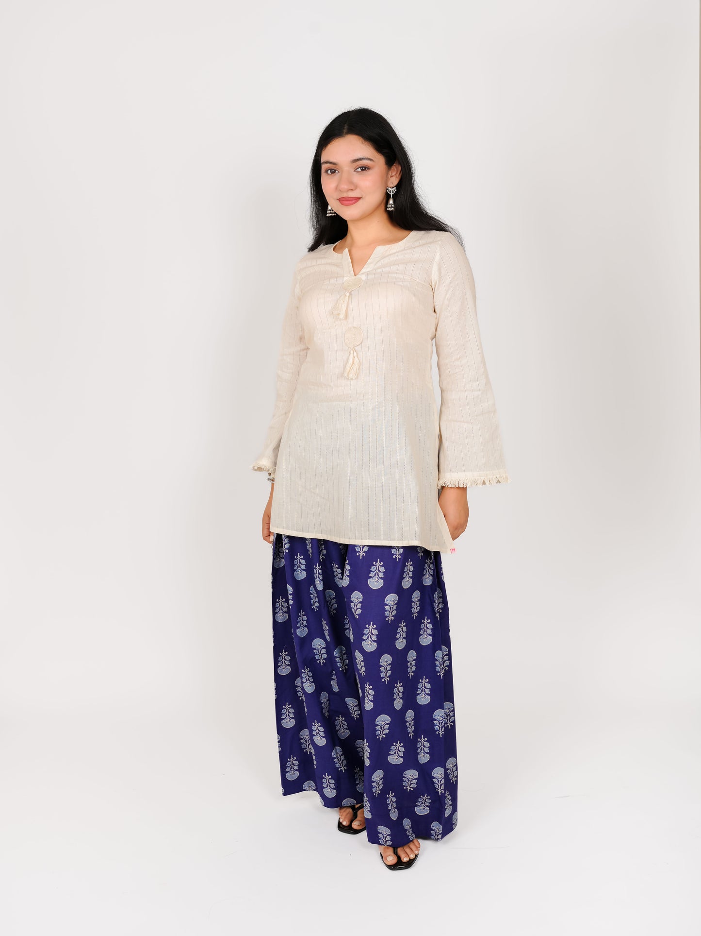 MONOMEE TIVRA INDIGO BELL SLEEVE FARSHI SALWAR SET